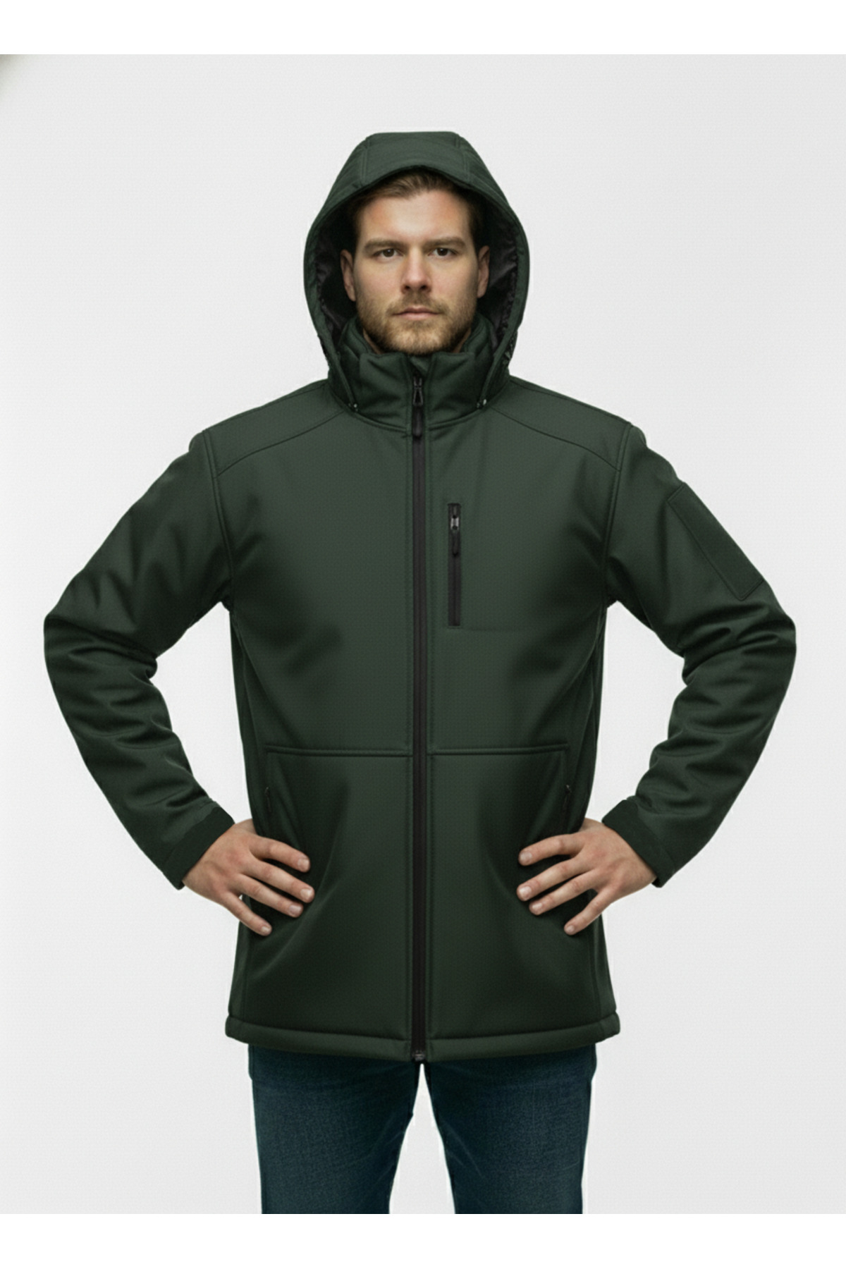 Lifeguard Büyük Beden Softshell Su Geçirmez Kapuşonlu Erkek Kaban 3XL-8L görsel 3