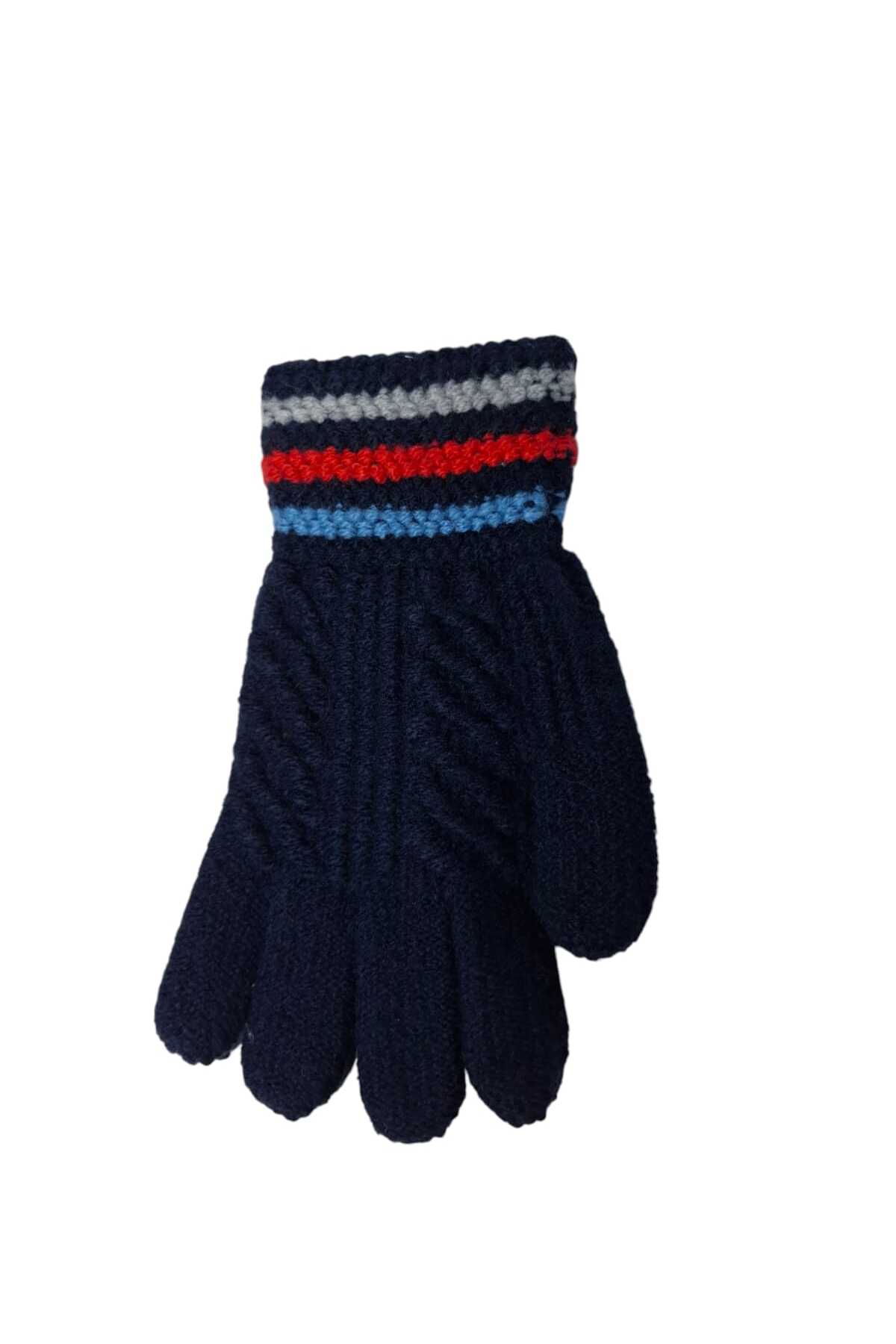 Kitti Spteks Kitti 4-8 Yaş Erkek Çocuk Lacivert Renk Çizgili Örme Eldiven fotoğrafı 7 (önizleme)