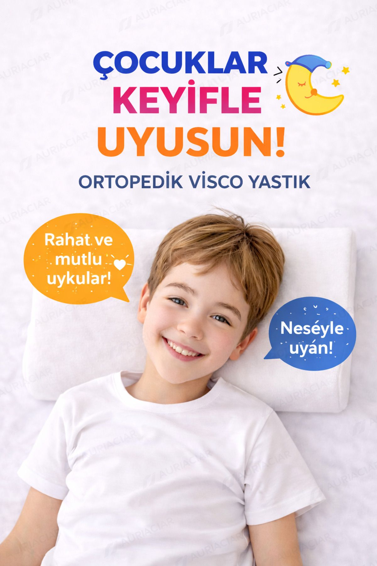 Auracar Çocuklar İçin Ortopedik Visco Yastık Boyun Destekli Terletmeyen Ergonomik Uyku Yastığı fotoğrafı 4 (önizleme)