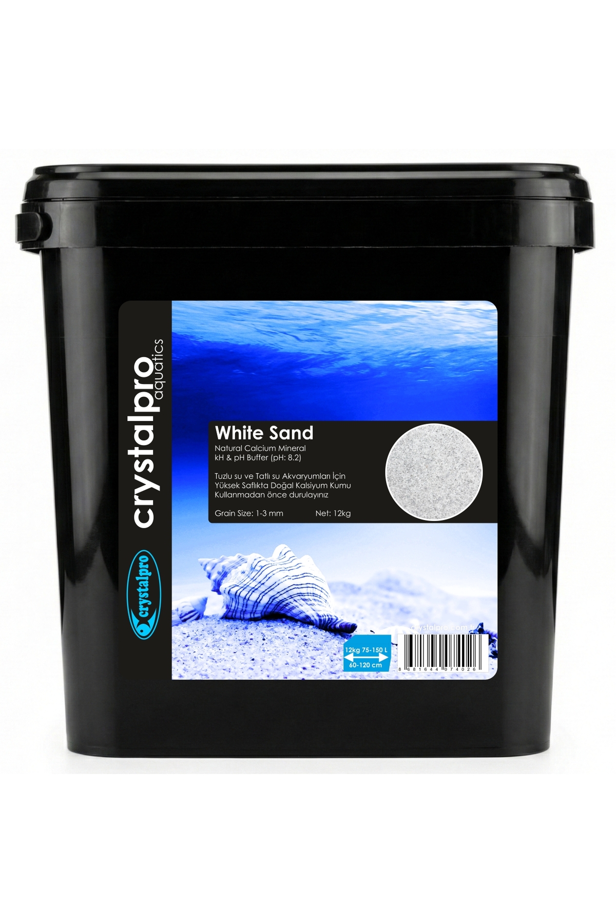 Crystalpro White Sand 12kg - Beyaz Akvaryum Kumu - Kalsiyum