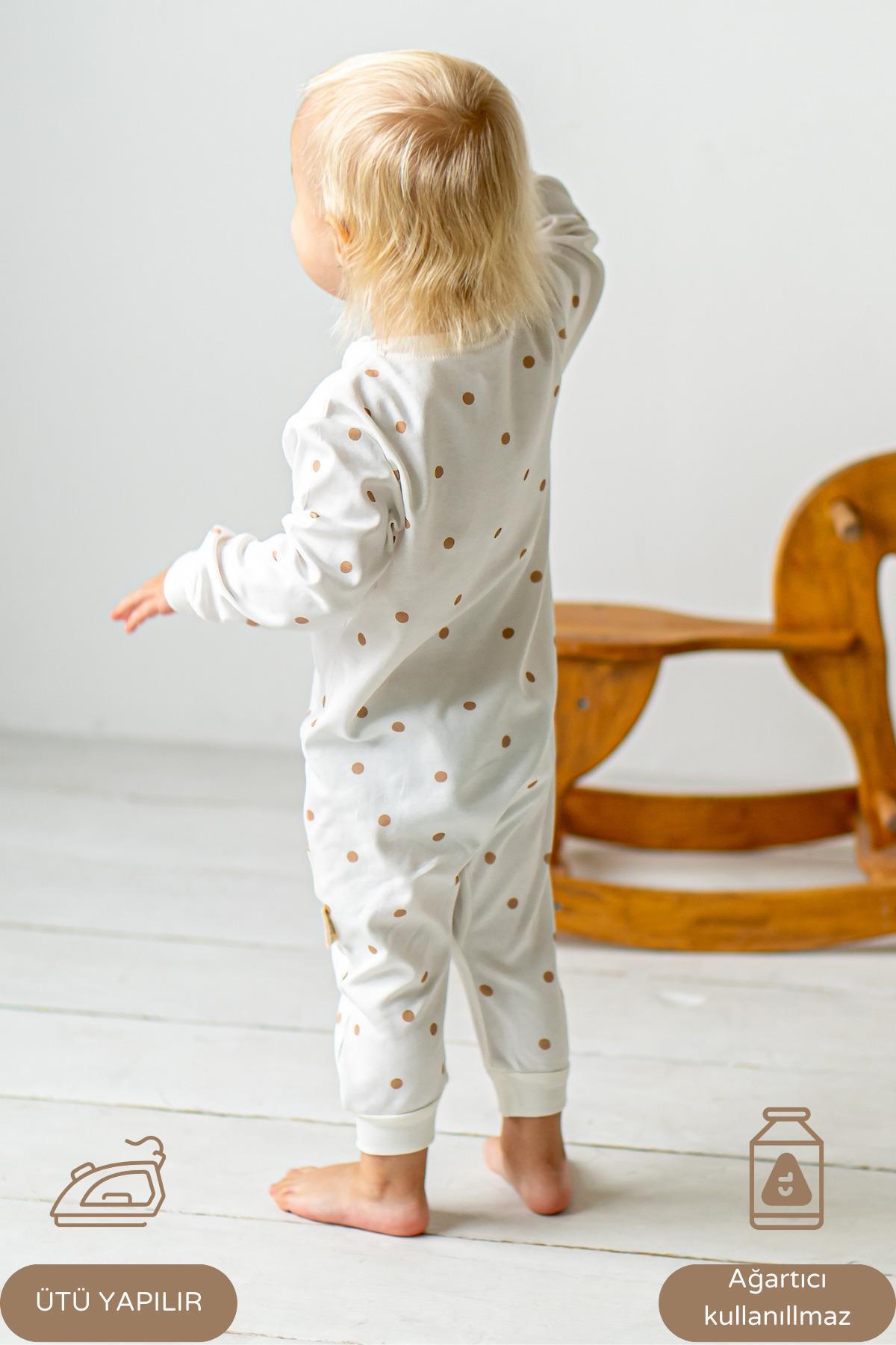 Vauva Bebek Çocuk Kız Erkek Baskılı Tulum Mevsimlik Uzun Kollu Lastikli Tulum fotoğrafı 6 (önizleme)