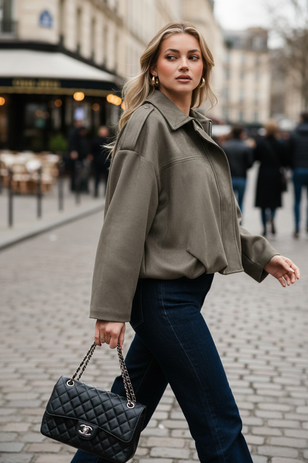 Lela  Oversize Fit Klasik Yaka Süet Dokulu Bomber Ceket Mont MONT 6524932