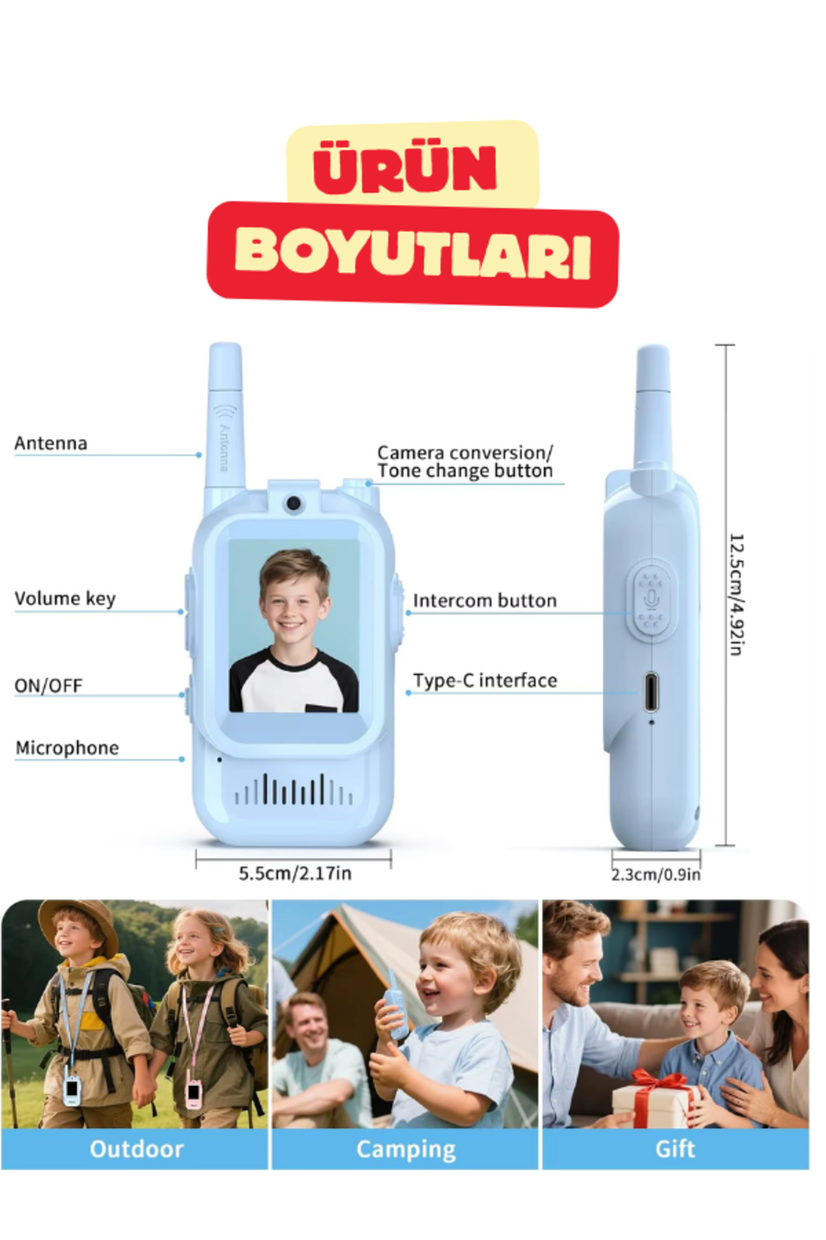 Yellowtech Akıllı Çocuk Telsizi Seti | Görüntülü Ekranlı, Karşılıklı Konuşma, 2 Adet Oyuncak Walkie Talkie fotoğrafı 7 (önizleme)
