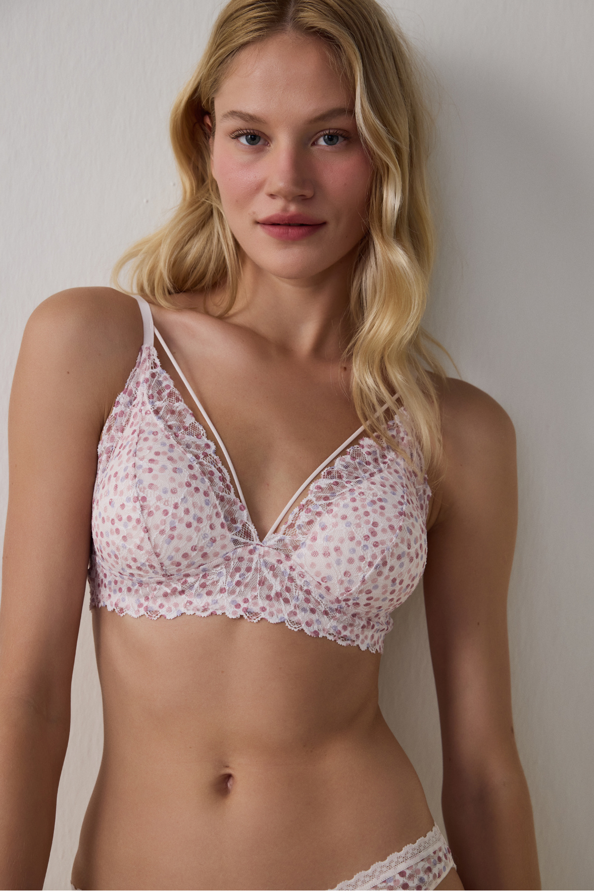 Penti Açık Pembe Luna Desenli Lace Dantel Sütyen