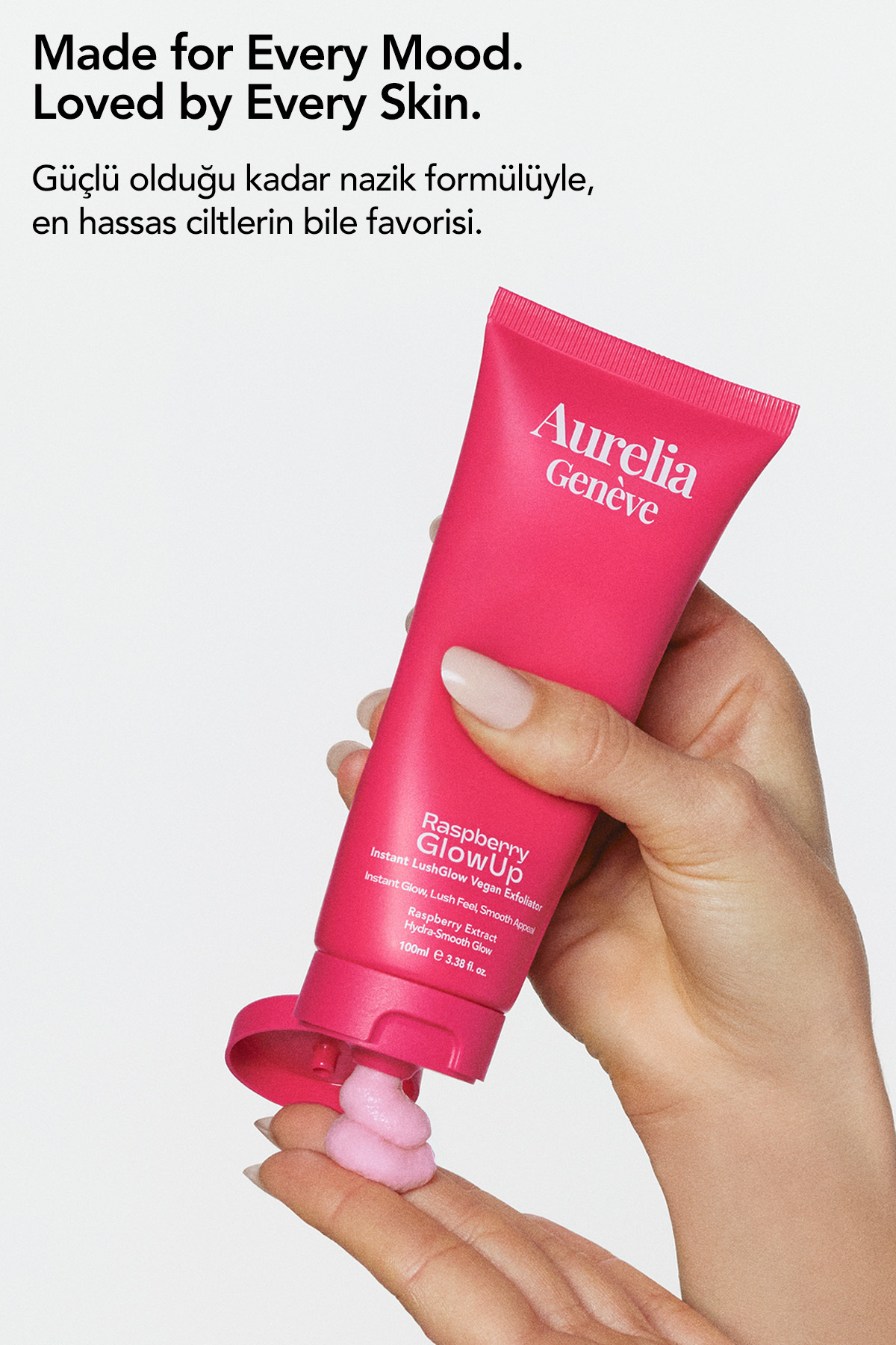Raspberry GlowUp Instant LushGlow Vegan Exfoliator - Cildi Derinlemesine Arındıran & Işıltı Kazandır — AG728 — تصویر 8 از 9