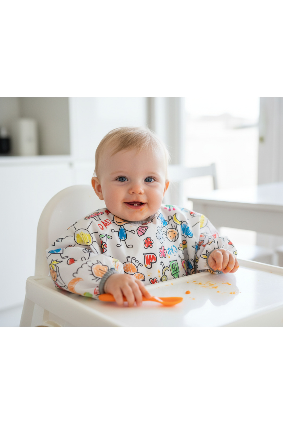 2-4years old, Family, Liquid-Proof, Pocket, Machine Washable, Long Sleeve, Baby Kids' Bib