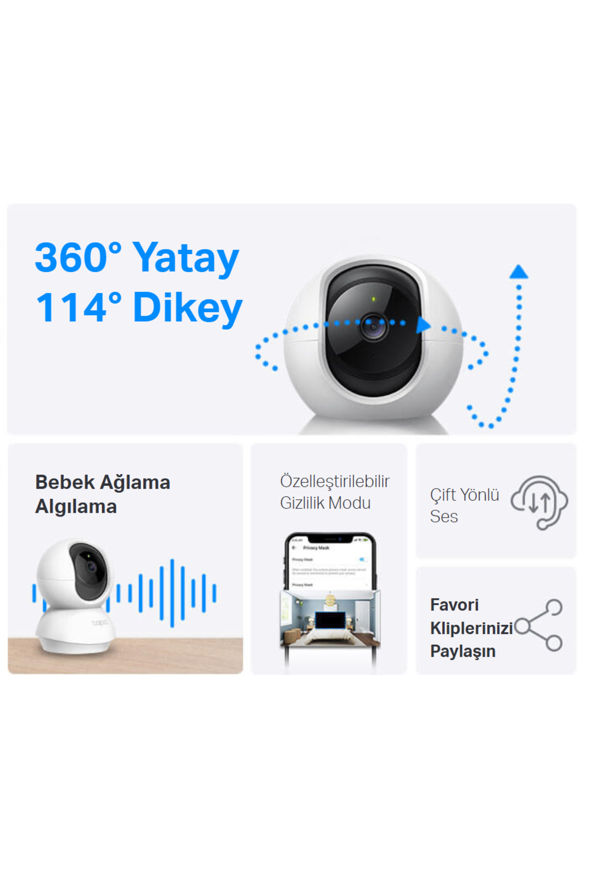 Tp-Link ggc-k-61 Tapo C200 Bebek/ev Güvenlik Kamerası Wifi 1080p Gece Görüşü Pan/tılt Iki Yönlü Ses fotoğrafı 4 (önizleme)