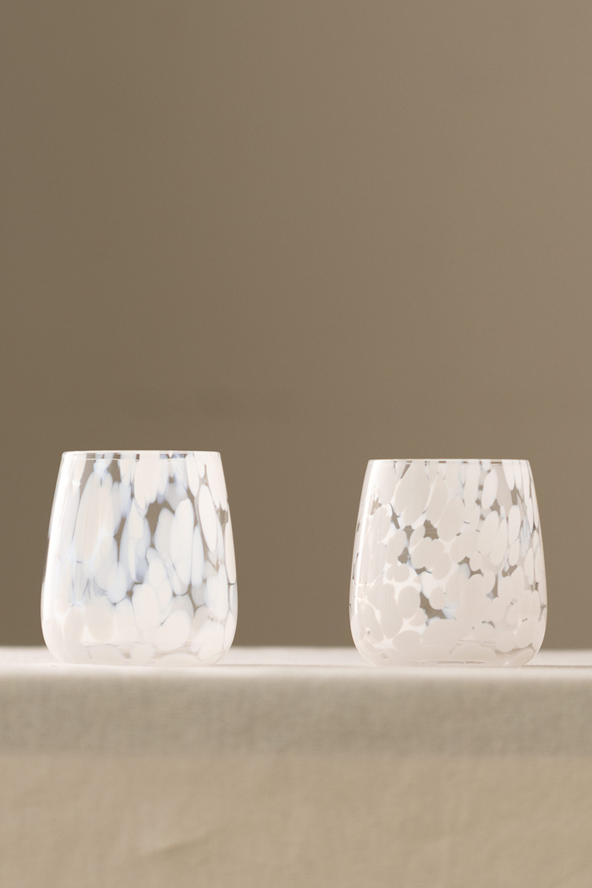 Rakle Spotted El Yapımı Kendinden Renkli 2'li Su Bardak Seti Beyaz 330 cc