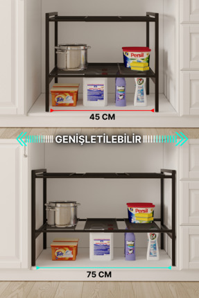 Bino Dolap İçi Tezgah Altı Raf Metal Ayarlanabilir Organizer Mutfak Banyo Çok...