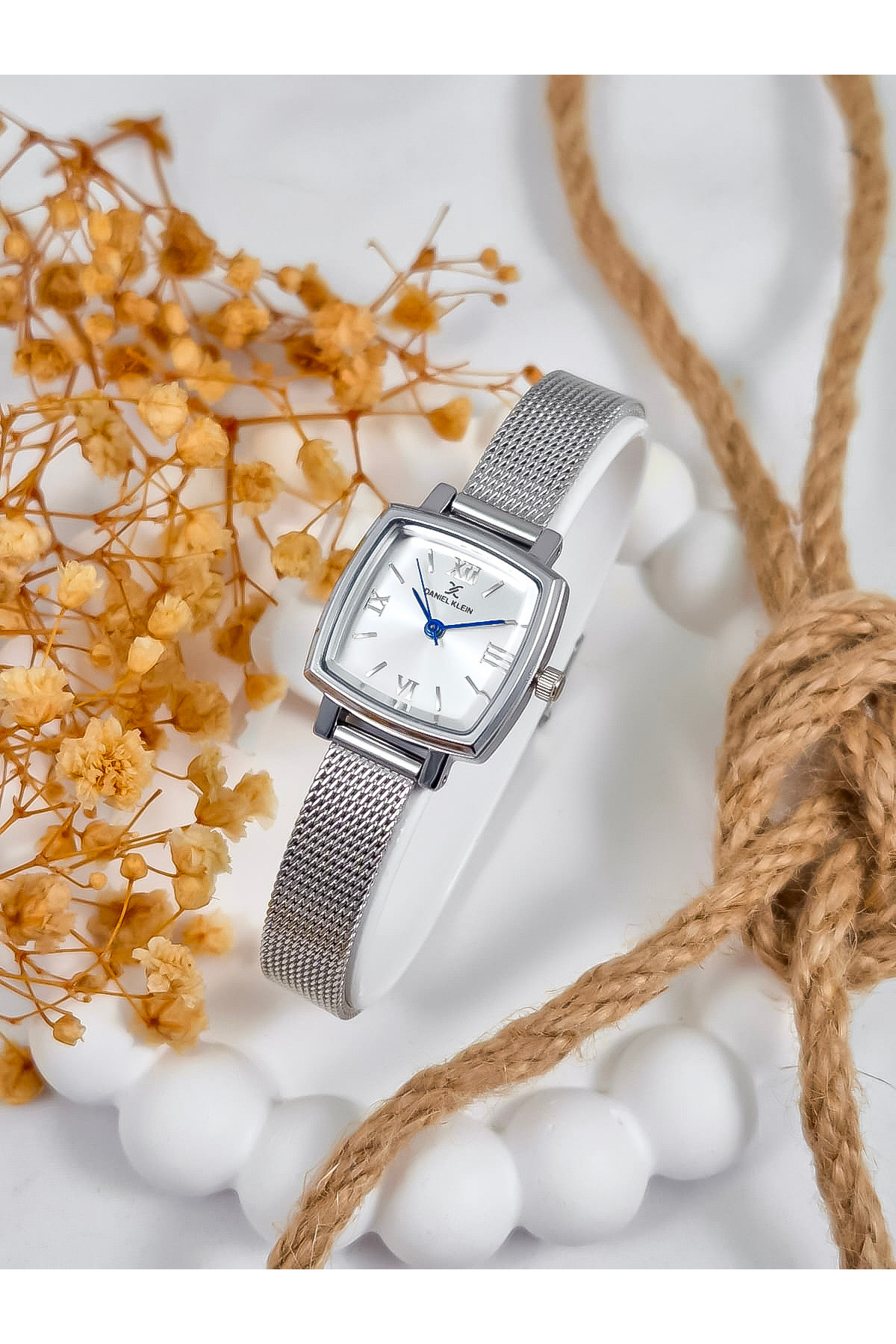 DKE.1.10844 Wicker Strap Roman Numeral Square Dial Women's Wrist Watch for Mother's Day
