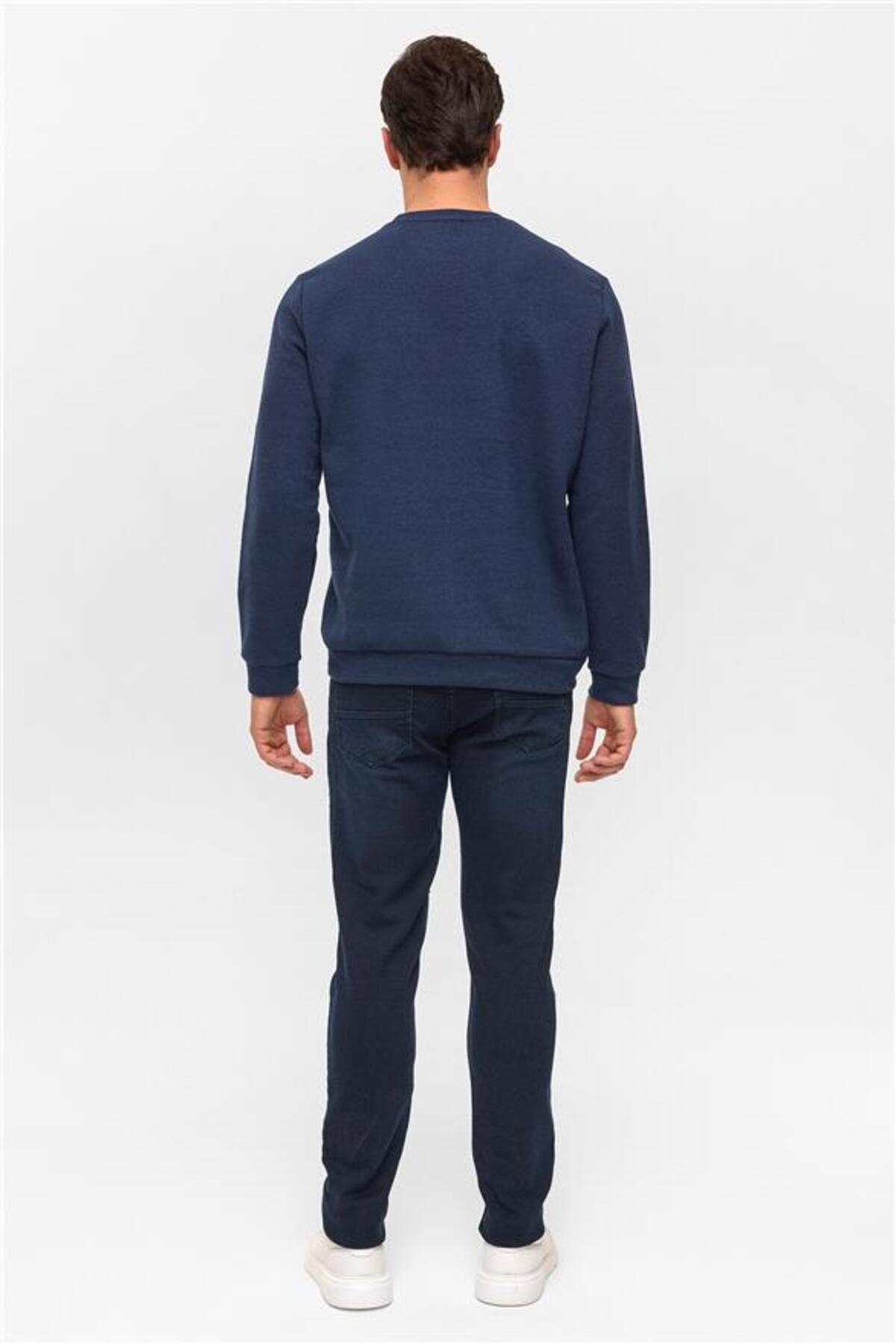 SÜVARİ  Lacivert Regular Düz Bisiklet Yaka Sweatshirt - Görsel 6