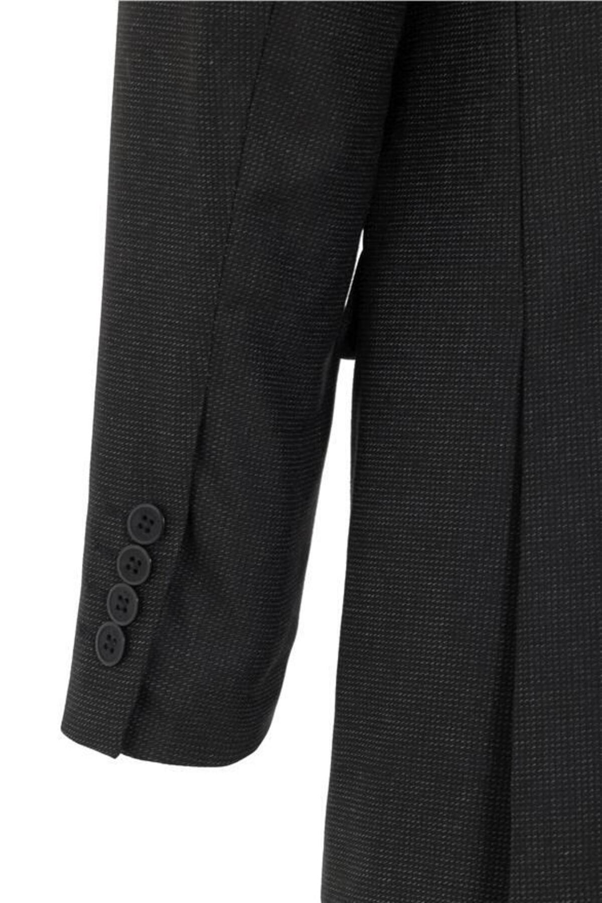 SÜVARİ  Siyah Regular Desenli Mono Yaka 4 Drop Takım Elbise - Görsel 4