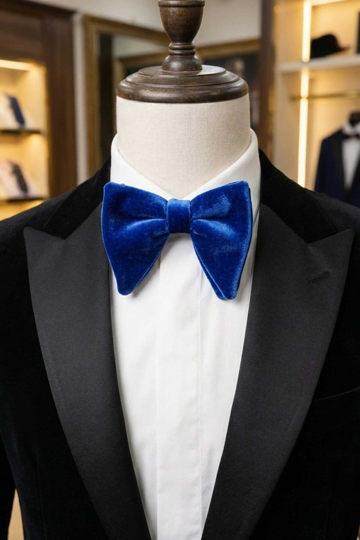  پاپیون مخمل بزرگ سرمه‌ای P1698