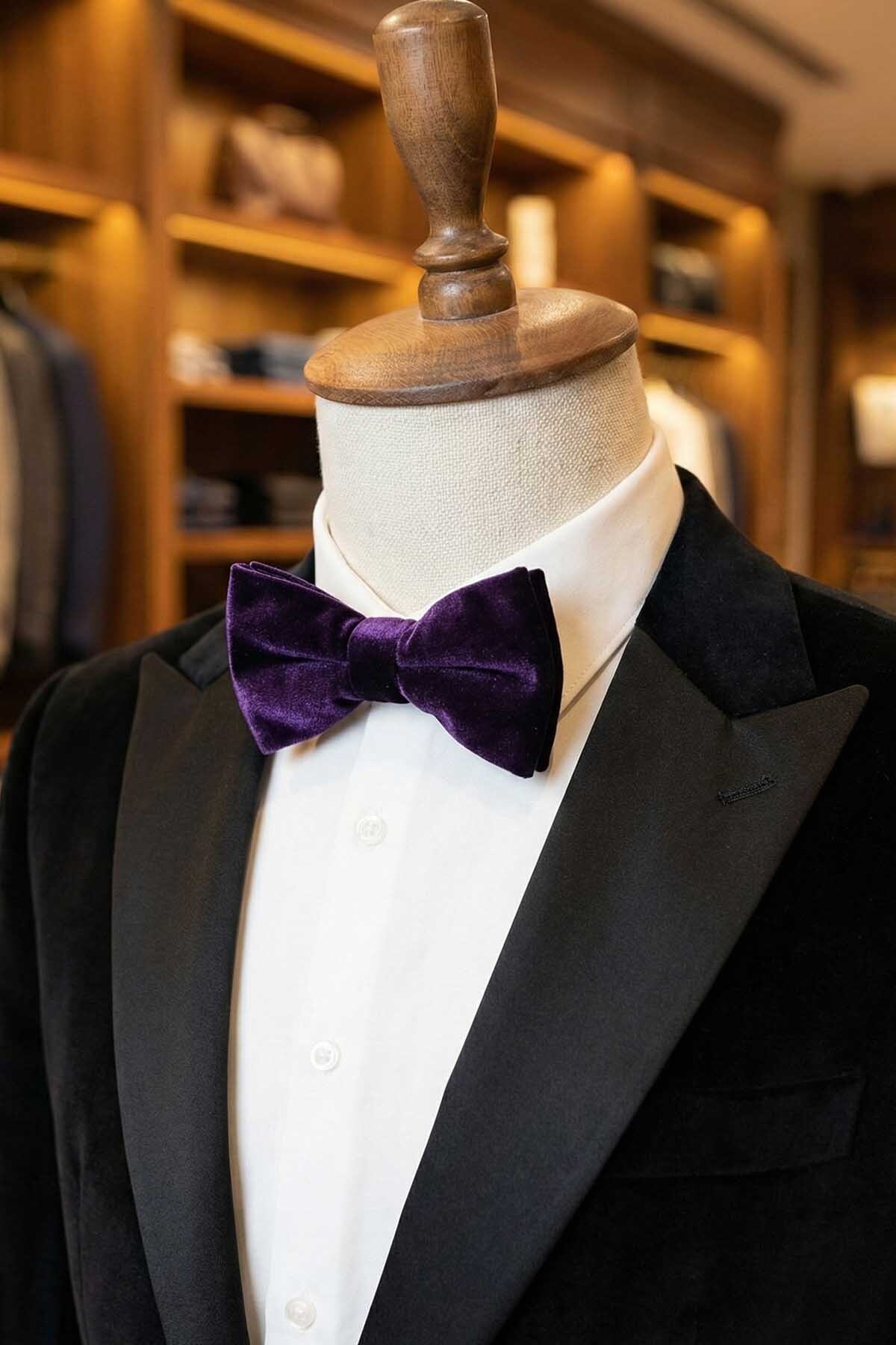  پاپیون ساده مخمل بنفش P1704