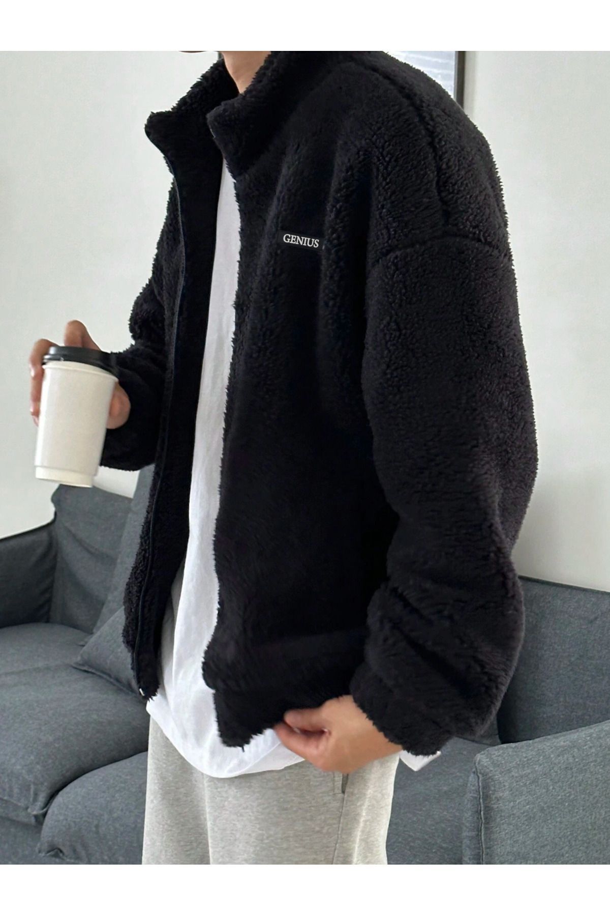 GENIUS STORE  Oversize Peluş Sweatshirt Erkek Polar Sweatshirt Erkek Sweatshirt Kadın Sweatshirt Oversıze-pelus - Görsel 3