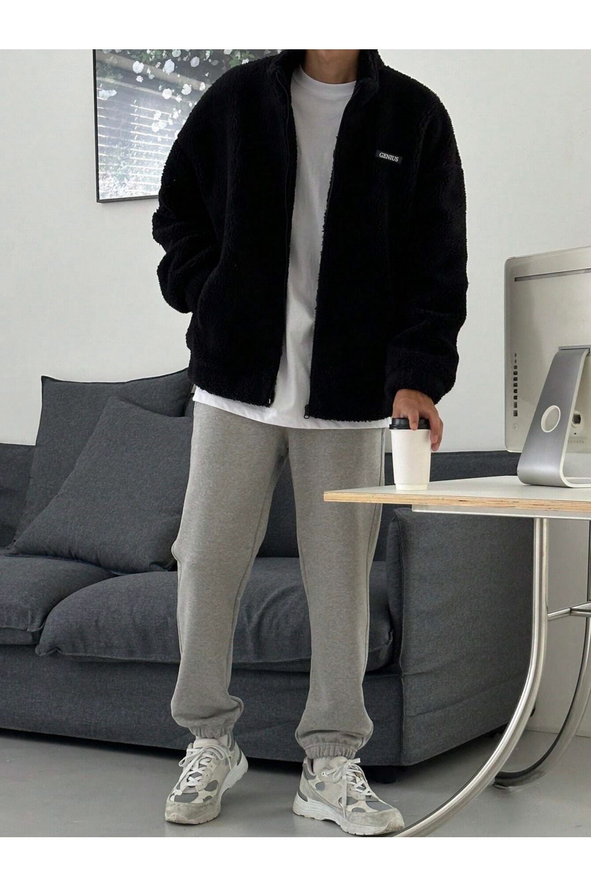 GENIUS STORE  Oversize Peluş Sweatshirt Erkek Polar Sweatshirt Erkek Sweatshirt Kadın Sweatshirt Oversıze-pelus - Görsel 4