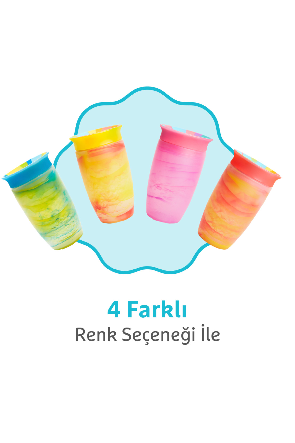 Munchkin Mucize 360° Alıştırma Bardağı 12 Ay+ |296 ml | BPA İçermez | Mavi Tropikal Desen fotoğrafı 6 (önizleme)