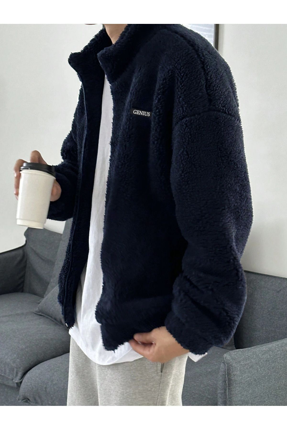 GENIUS STORE  Oversize Peluş Sweatshirt Erkek Polar Sweatshirt Erkek Sweatshirt Kadın Sweatshirt Oversıze-pelus - Görsel 3