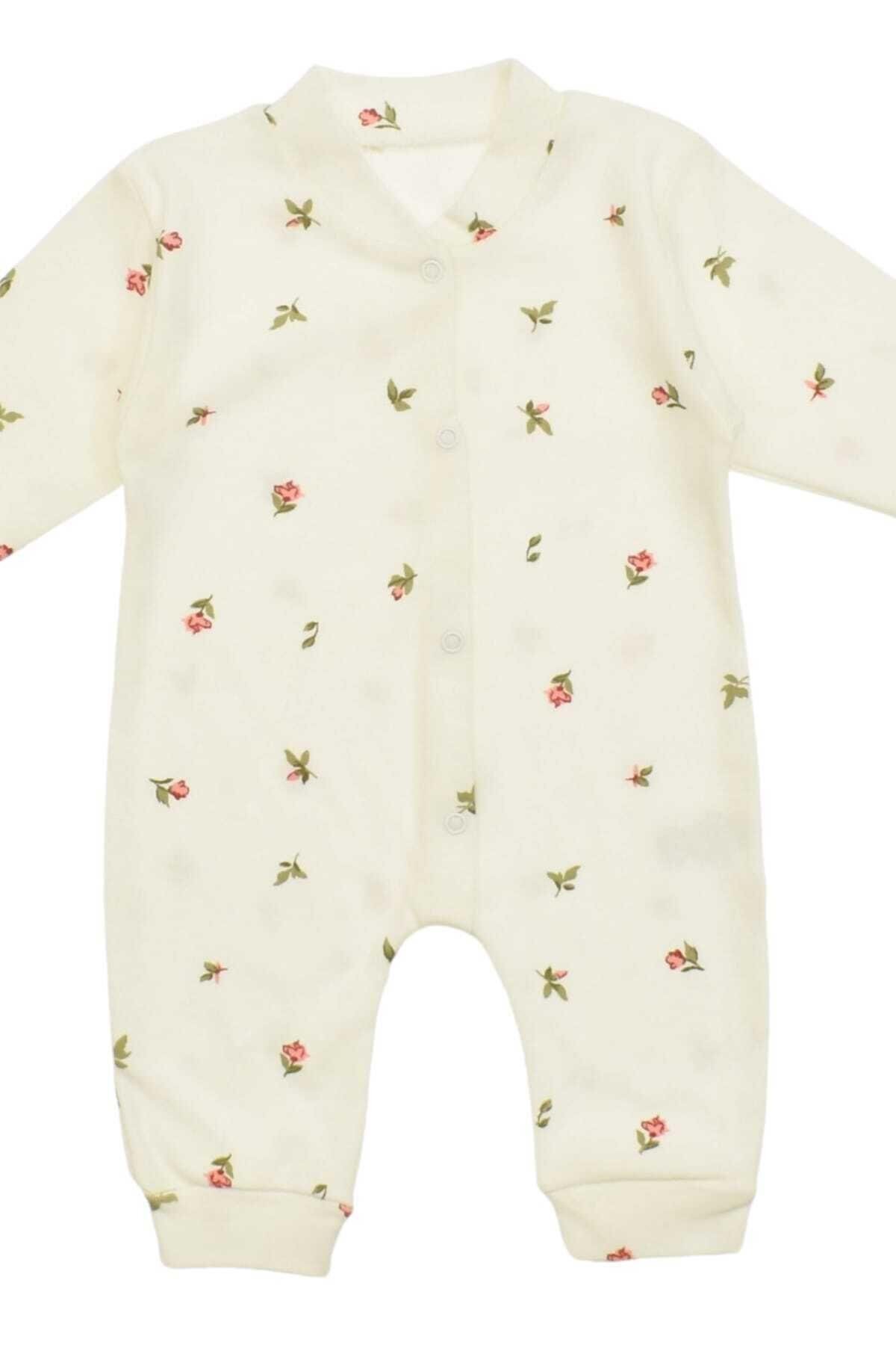 dinamik çocuk Kız Bebek Lale Baskılı Çıtçıtlı Yenidoğan Bebek Tulumu %100 Pamuk Esnek 1-3-6 Aylık fotoğrafı 5 (önizleme)