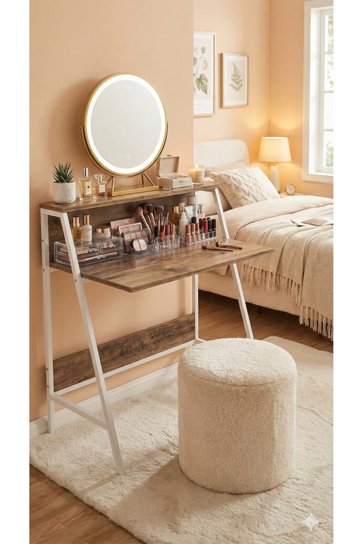 Desk with Shelf Laptop Computer Student Course Children Young Room Makeup Kitchen Player Multi-Purpose Table Piano White - Pine