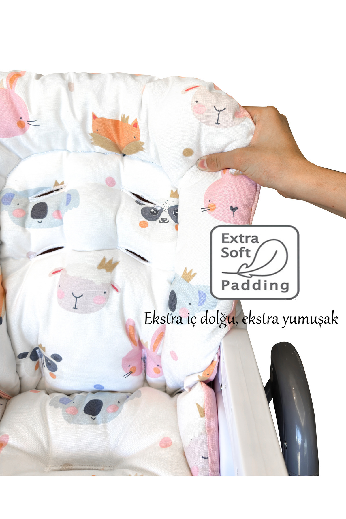 Holmer Leke Tutmaz Organik Mama Sandalyesi Minderi & Kılıfı Max-M Pembe fotoğrafı 6 (önizleme)