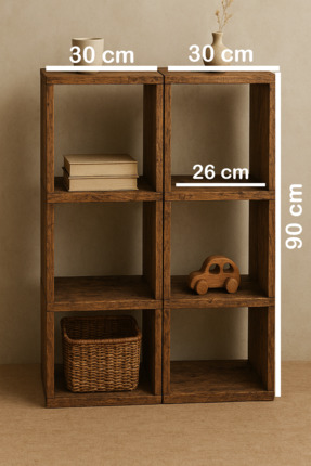 DizyWood Dizy Rustik Ahşap Modüler Raf Sistemi – Çok Amaçlı Kitaplık ve Dekor...