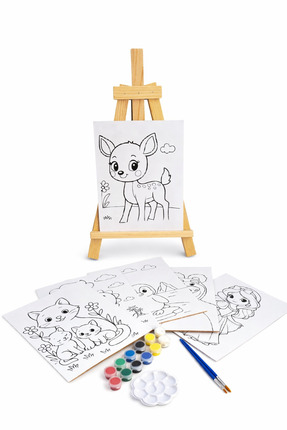 Edu&Hobby Ahşap Şövale Boyama Seti – 6 Adet MDF Tuval- Çocuk Boyama ve Sanat ...