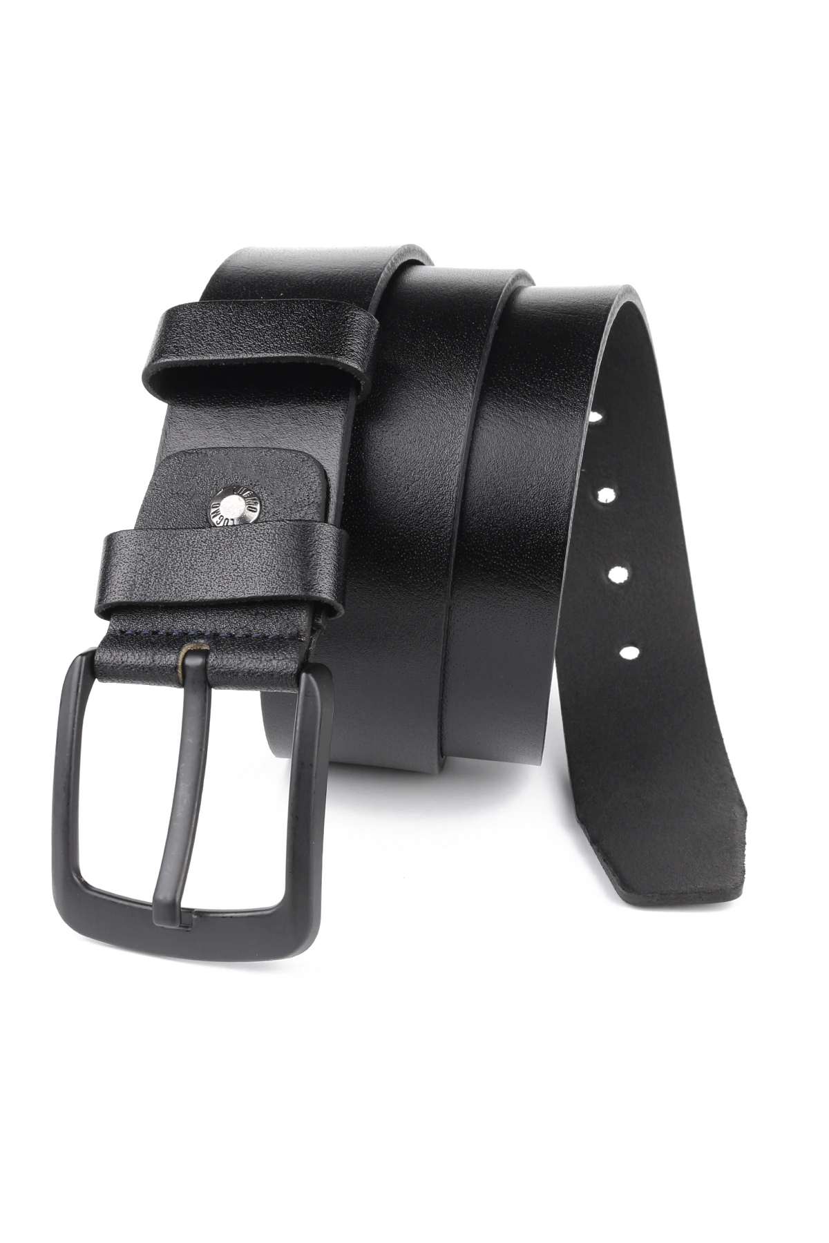 Oversized Genuine Leather Men's Belt Black 4.5 cm