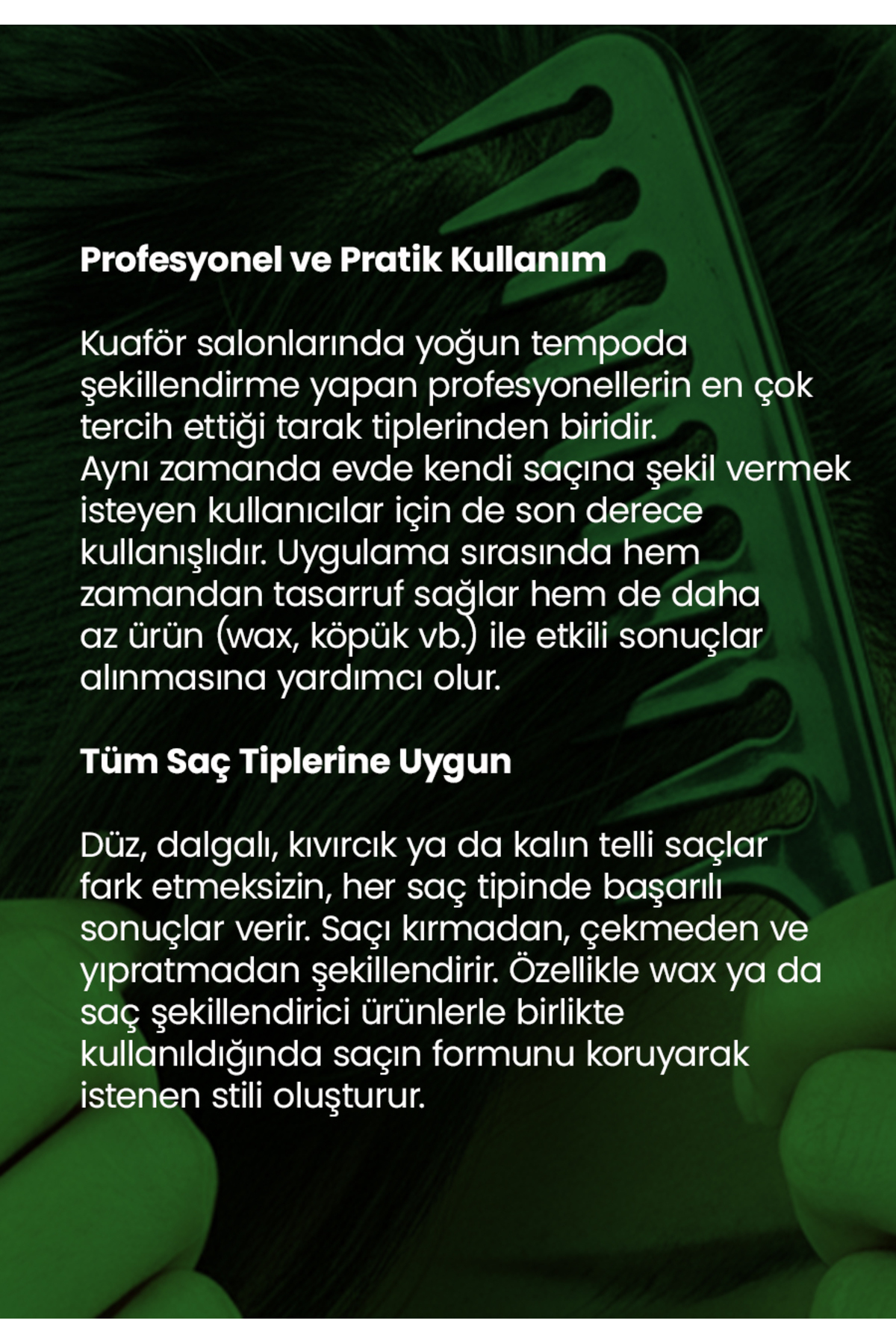 Profesyonel Saç Şekillendirici Wax Tarak Seti 3'lü — مشکی saçşelillendiricitaraklotravia — تصویر 5 از 6