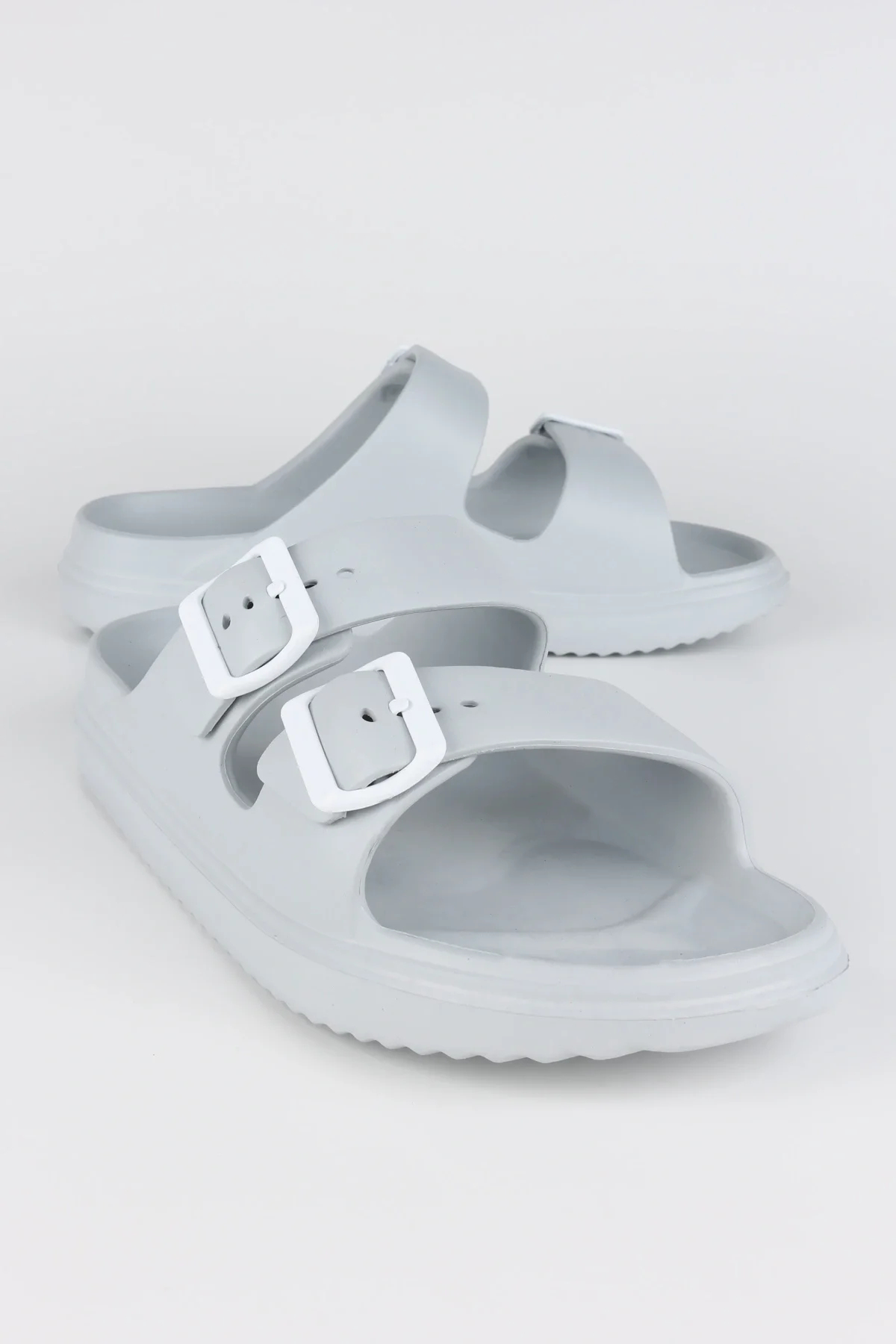 Anti-Slip Sole Adjustable Double Buckle Men's Massage Sole Lightweight Slippers Grey