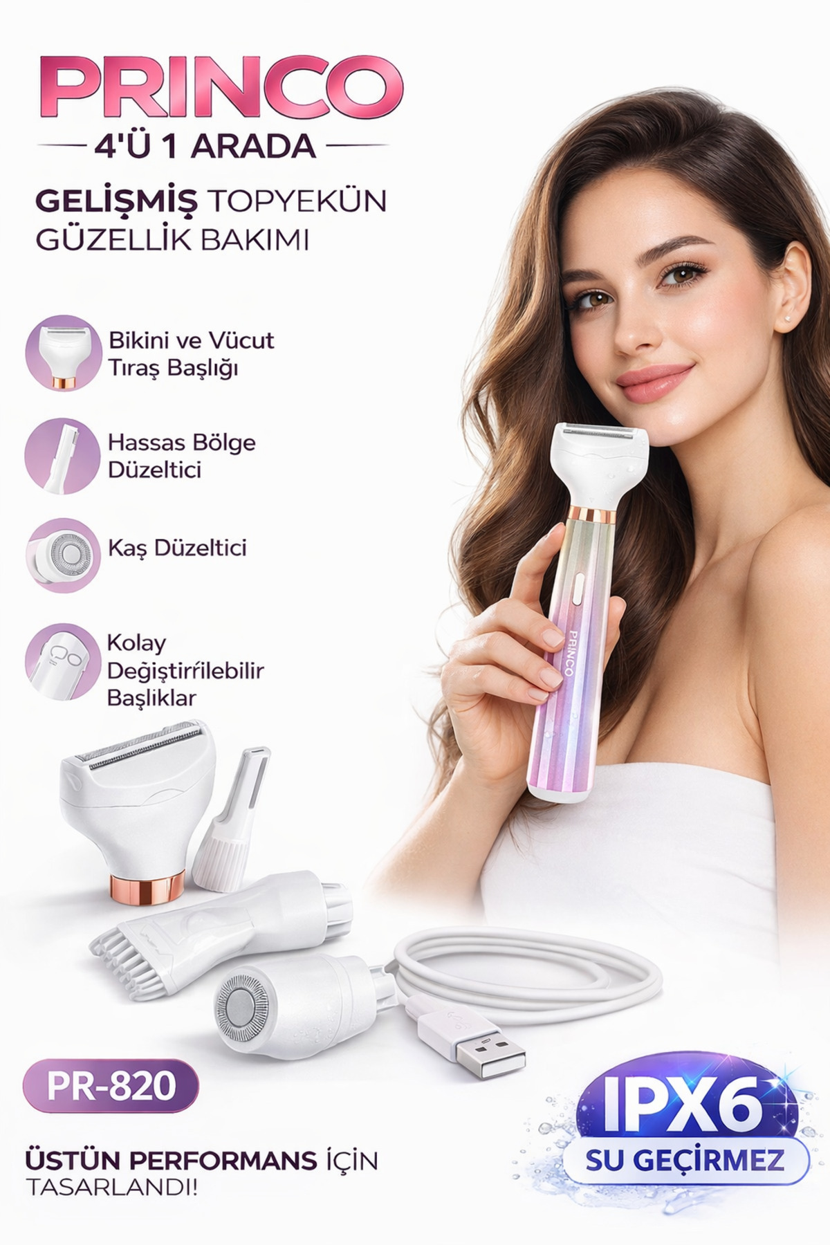 Princo Tüy Alma (Yüz,Kaş,Koltuk Altı ve Tüm Bölgeler) Kablosuz Şarjlı Kadın Face Makina Pr-820 - Fiyatı, Yorumları