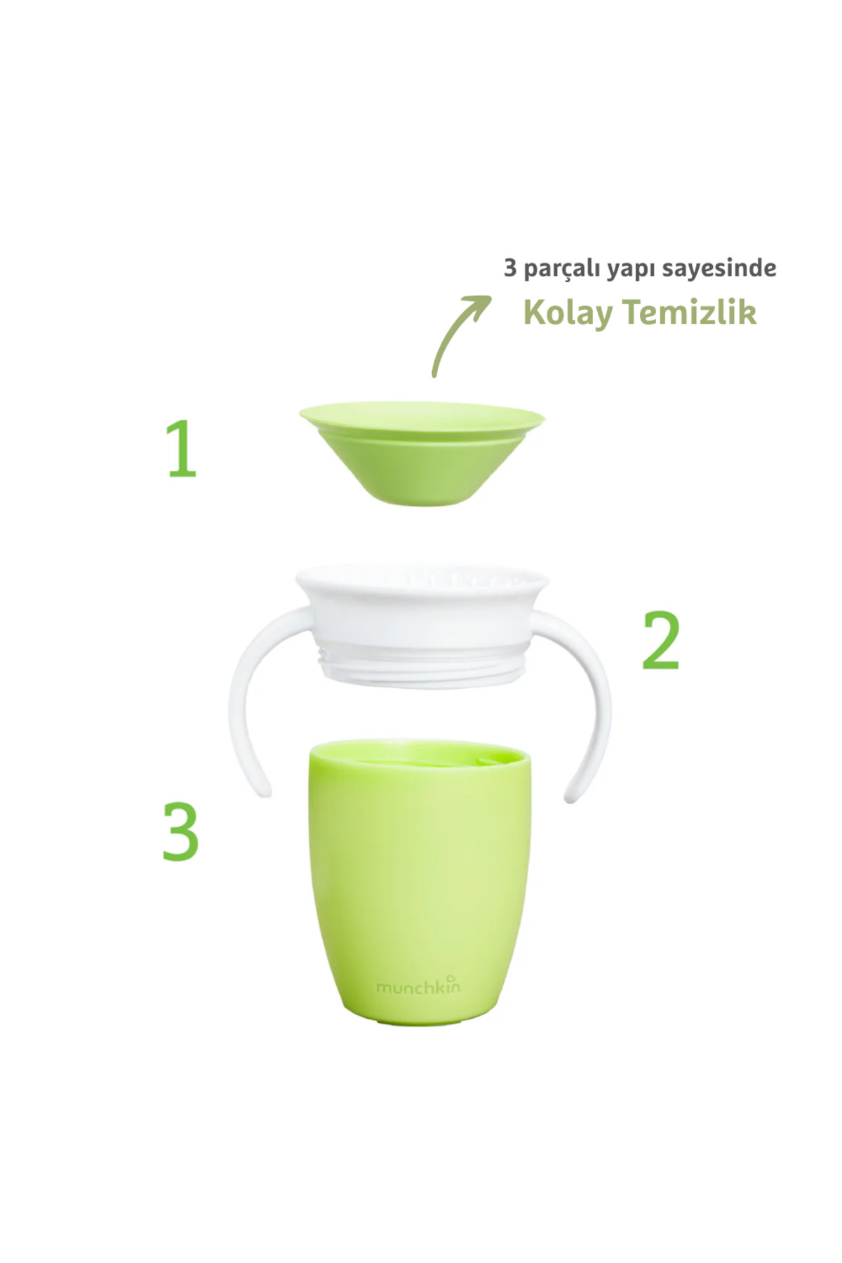 Munchkin Mucize 360° Alıştırma Bardağı, 6ay+, 207ml Yeşil 1 Adet fotoğrafı 4 (önizleme)