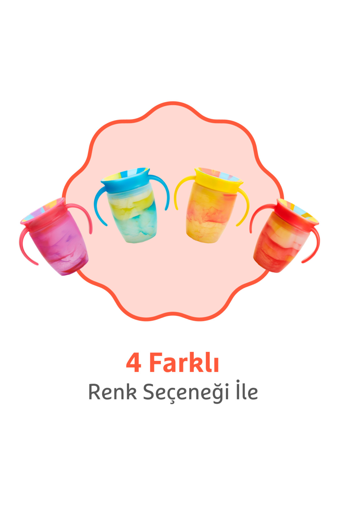 Munchkin Mucize 360° Alıştırma Bardağı 6 Ay+ |207 ml | BPA İçermez | Kırmızı Tropikal Desen fotoğrafı 5 (önizleme)