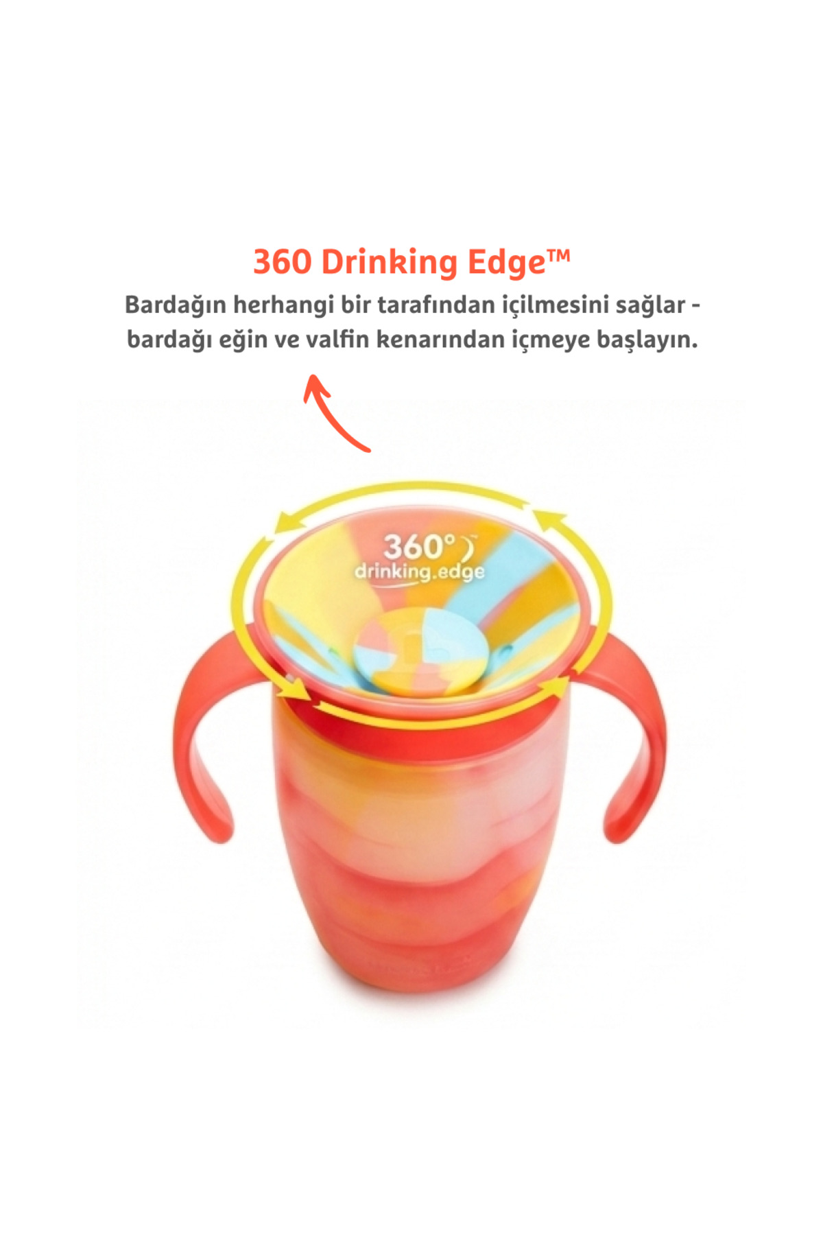 Munchkin Mucize 360° Alıştırma Bardağı 6 Ay+ |207 ml | BPA İçermez | Kırmızı Tropikal Desen fotoğrafı 3 (önizleme)
