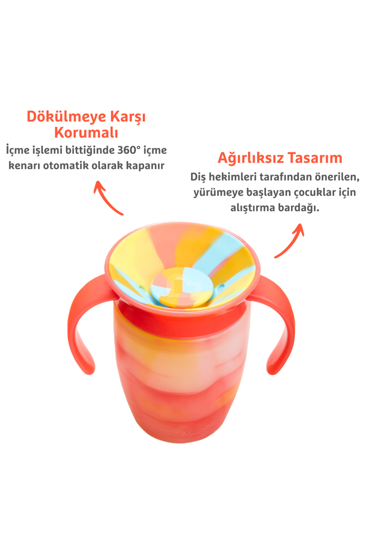 Munchkin Mucize 360° Alıştırma Bardağı 6 Ay+ |207 ml | BPA İçermez | Kırmızı Tropikal Desen fotoğrafı 2 (önizleme)