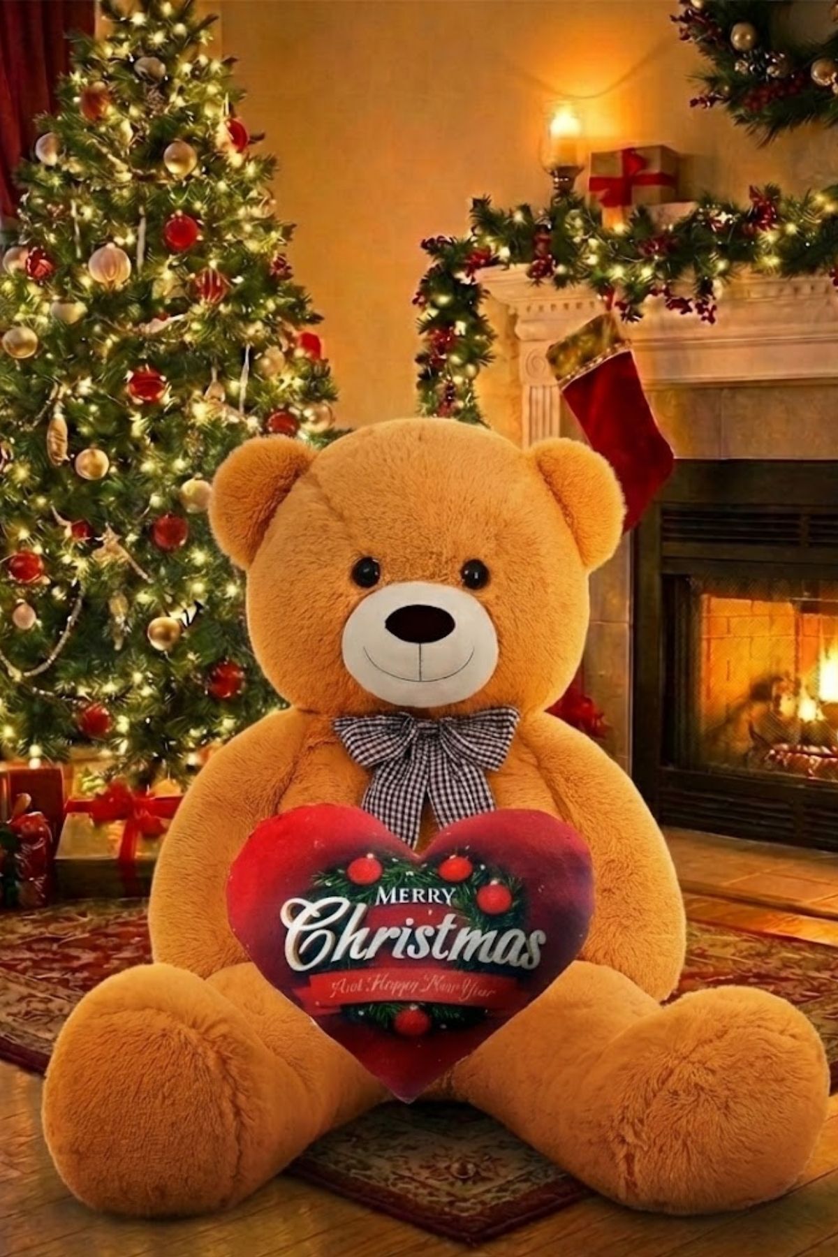 90 cm Plush Bear with Bow Tie - 100% Domestic Production, Plush Teddy Bear Special for Our Loved Ones