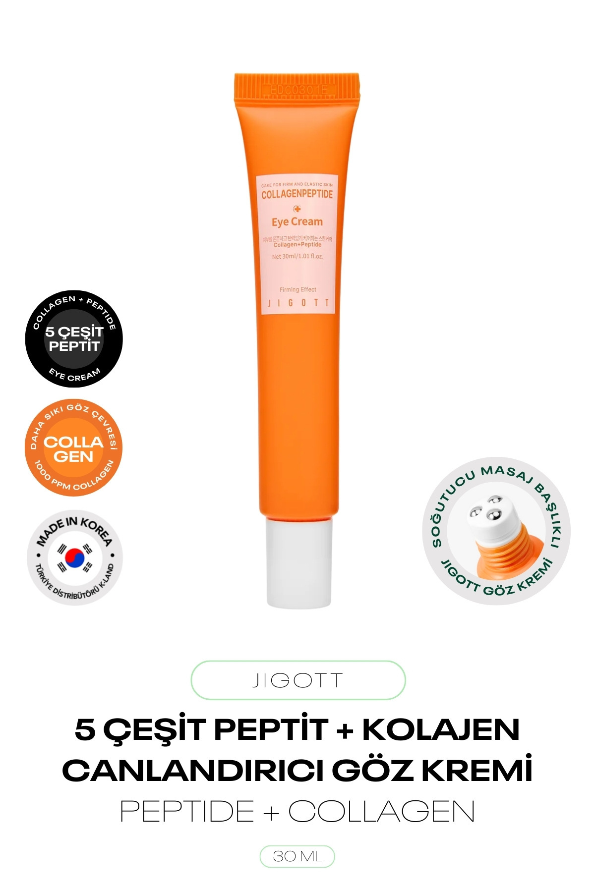 Jigott Kolajen ve 5 Çeşit Peptit İçeren Canlandırıcı Göz Çevrezi