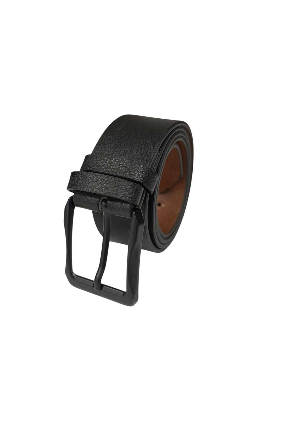 Mia Belt  Erkek Kemer Siyah Suni Deri En:4 cm Kot ve Kanvas Pantolon için Uygundur. - Görsel 4