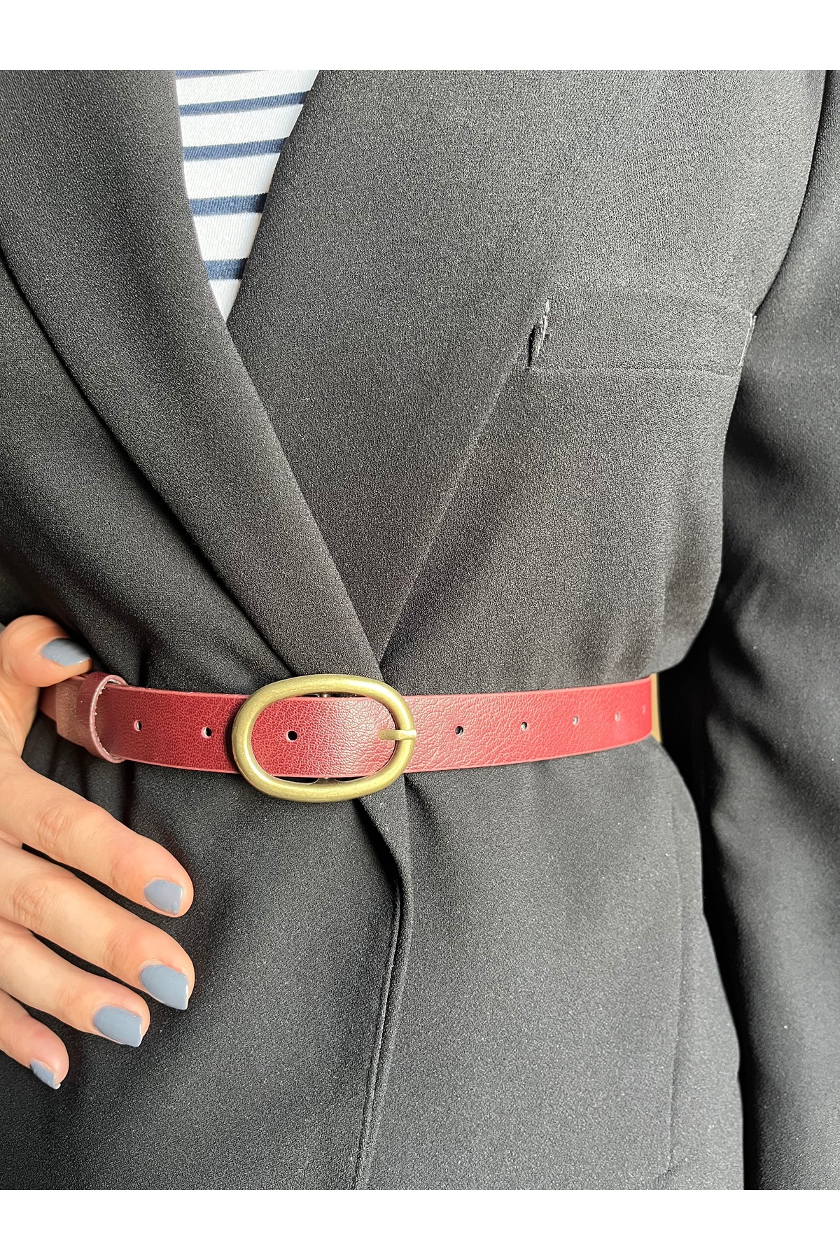 Desire Ring Pattern Faux Leather Women Antique Antique Buckle Belt Jacket Belt Dress Pants Belt