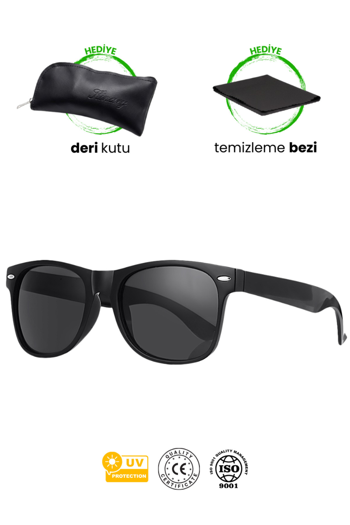 Kinary  WayFarer Siyah Güneş Gözlüğü UV400 Unisex - Görsel 2