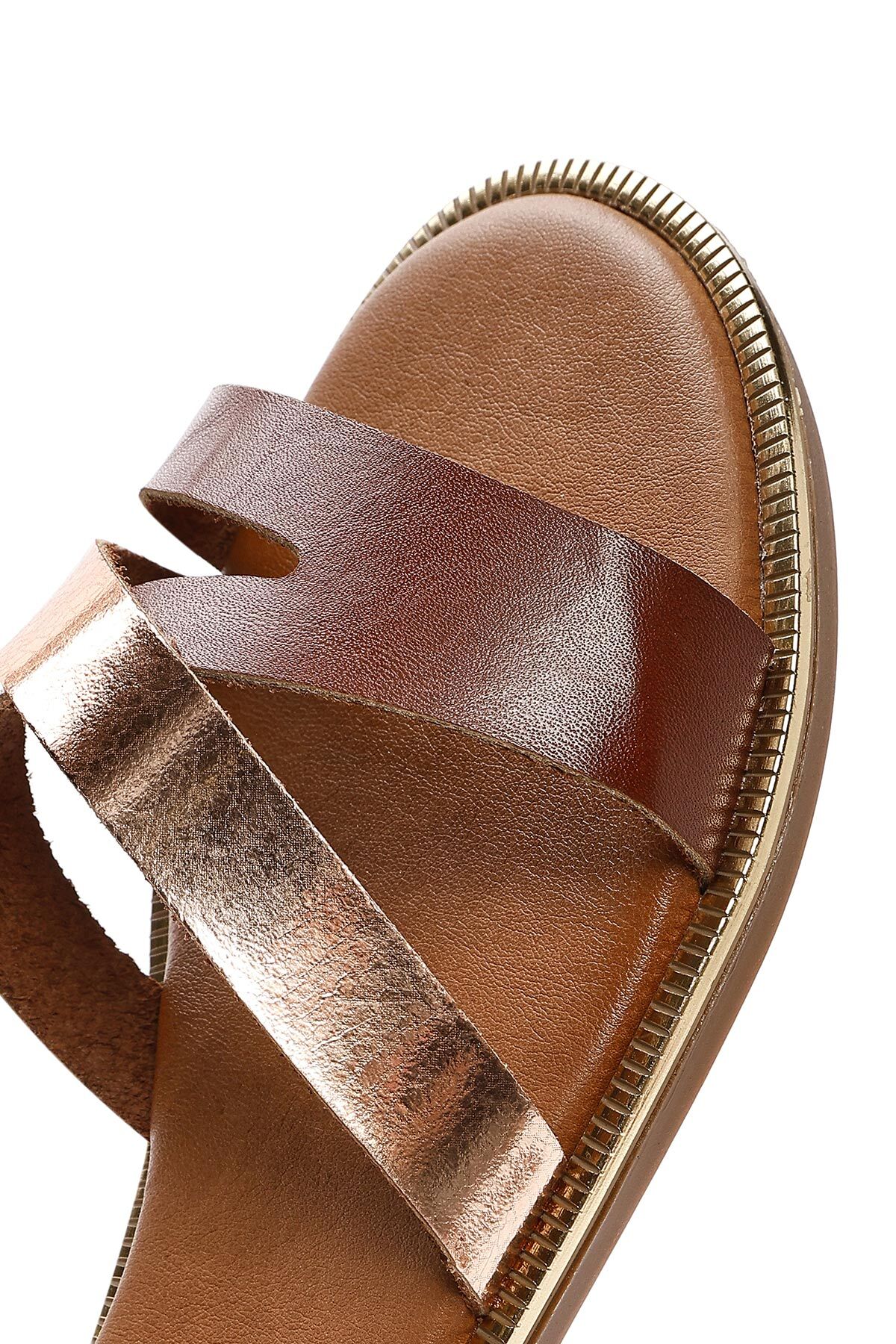 Derimod  Kadın Kahverengi Bilekten Tokalı Hakiki Hakiki Deri Sandalet 25SFD360814 - Görsel 8