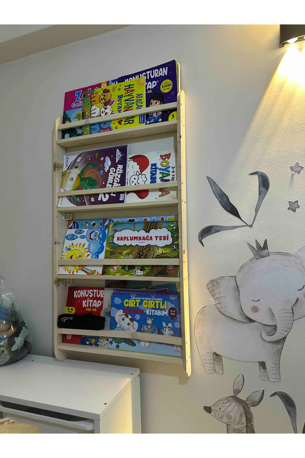 SALİHA Ahşap Montessori Kitaplık Çocuk Odası Eğitici Kitaplık fotoğrafı 3 (önizleme)