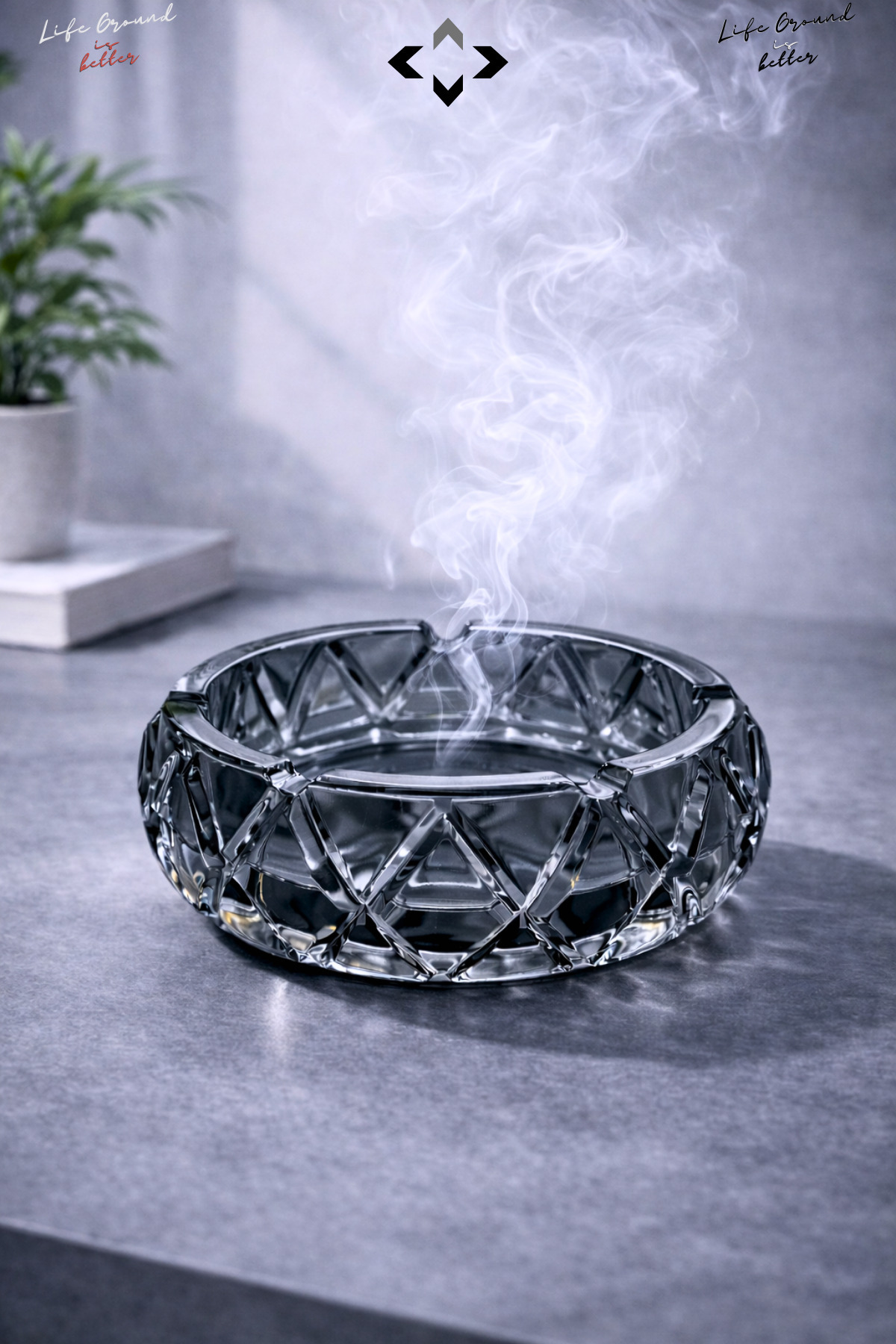 LİGROUND Kristal Bombeli Cam Küllük | Premium Ağır Cam | Şık & Modern Masaüstü Küllük