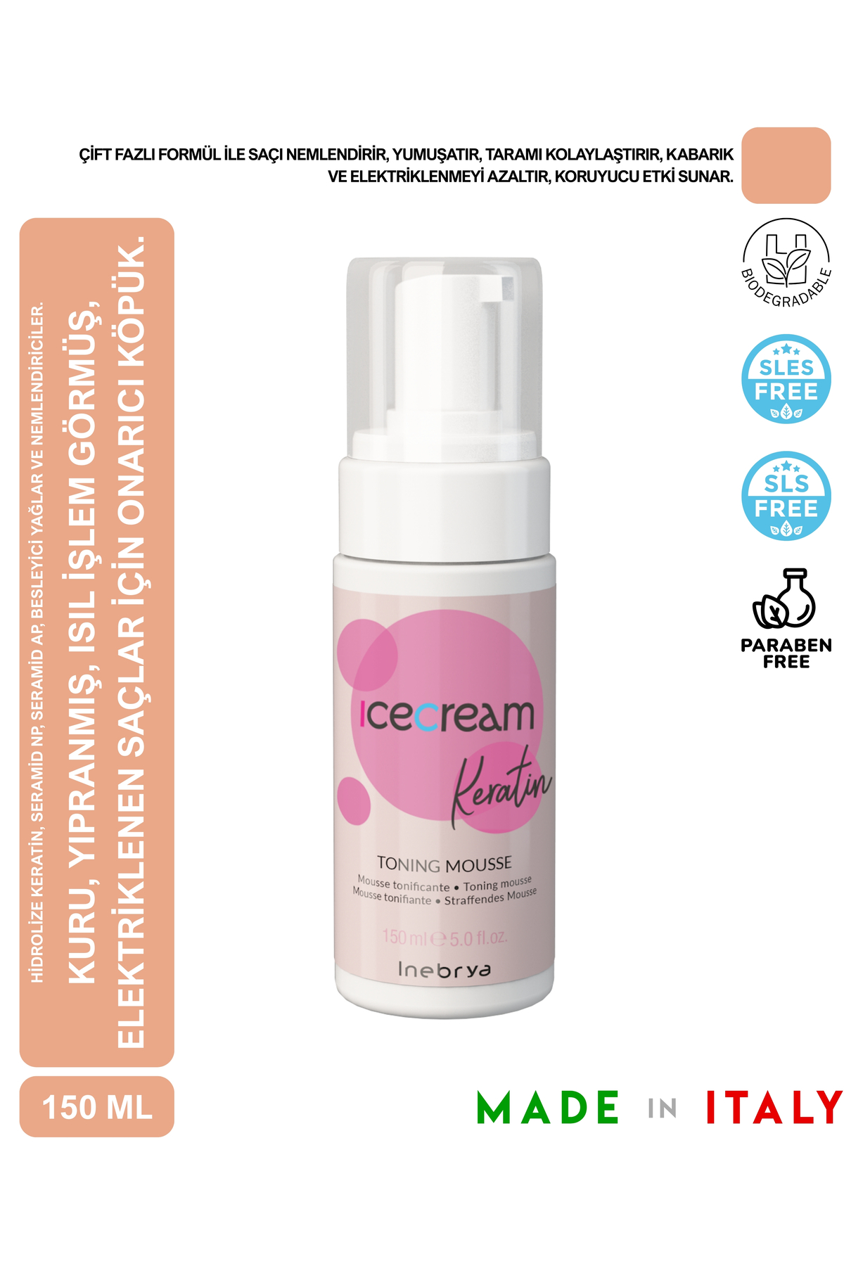 Inebrya Ice Cream Keratin Toning Mousse 175 ml — 8008277263182