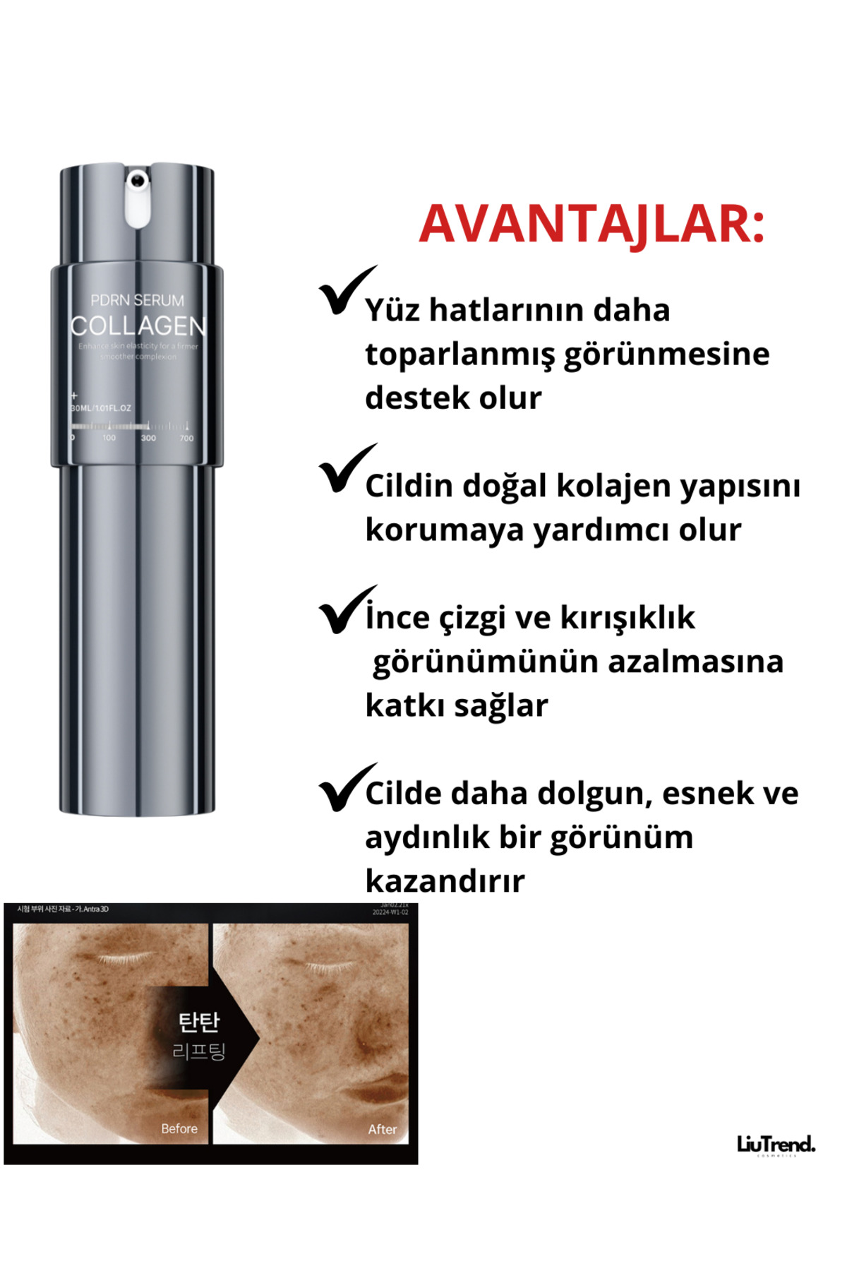 300 Collagen Pdrn Elasticity Serum 30 ml Pdrn, Mikroiğneler Ve Kolajen Içeren Güçlendirici Serum — SU012 — تصویر 3 از 7