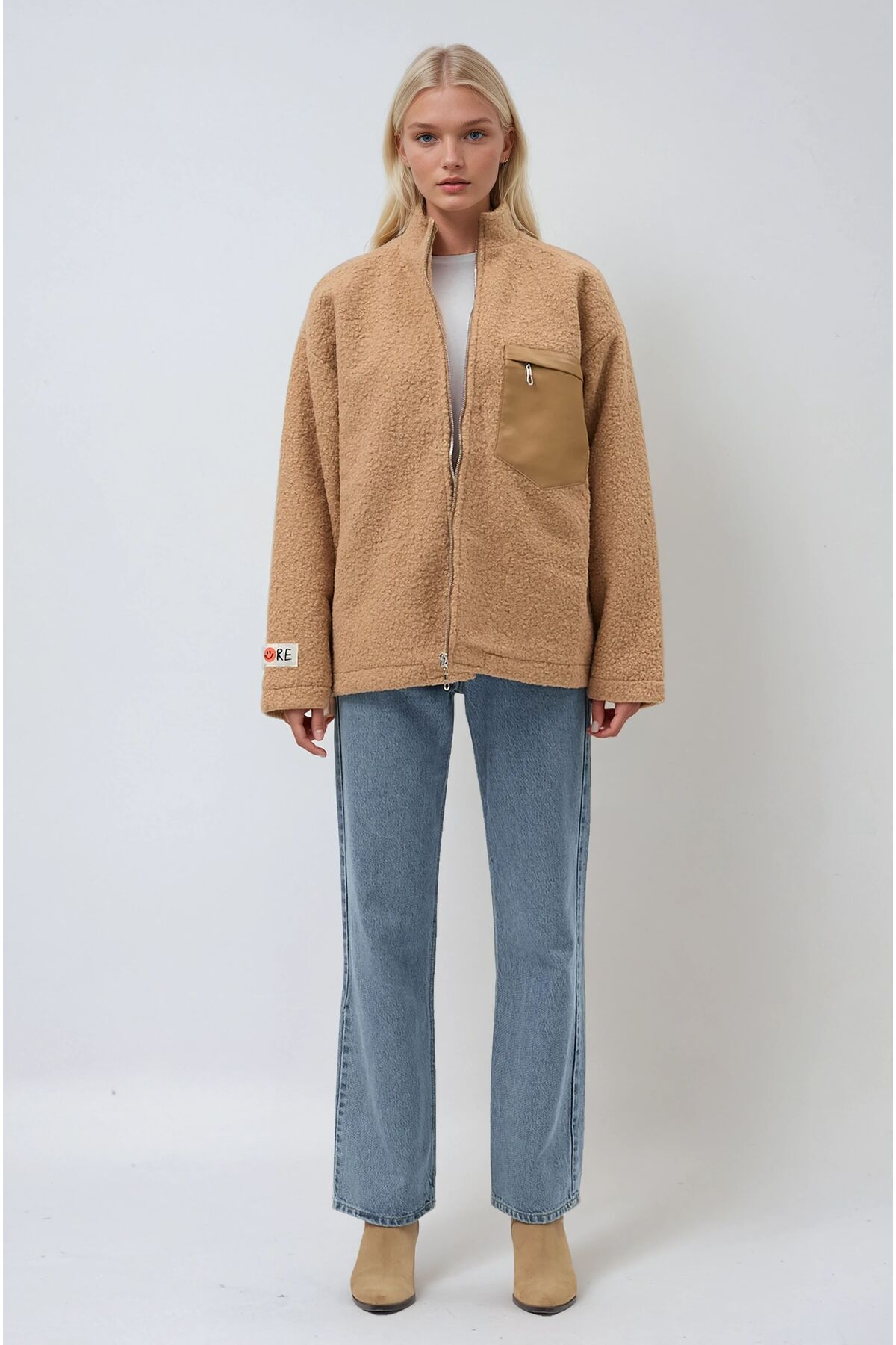Lijuri Camel Katerina Suni Kürk Ceket 6110-08 R1-P-K4 görsel 2
