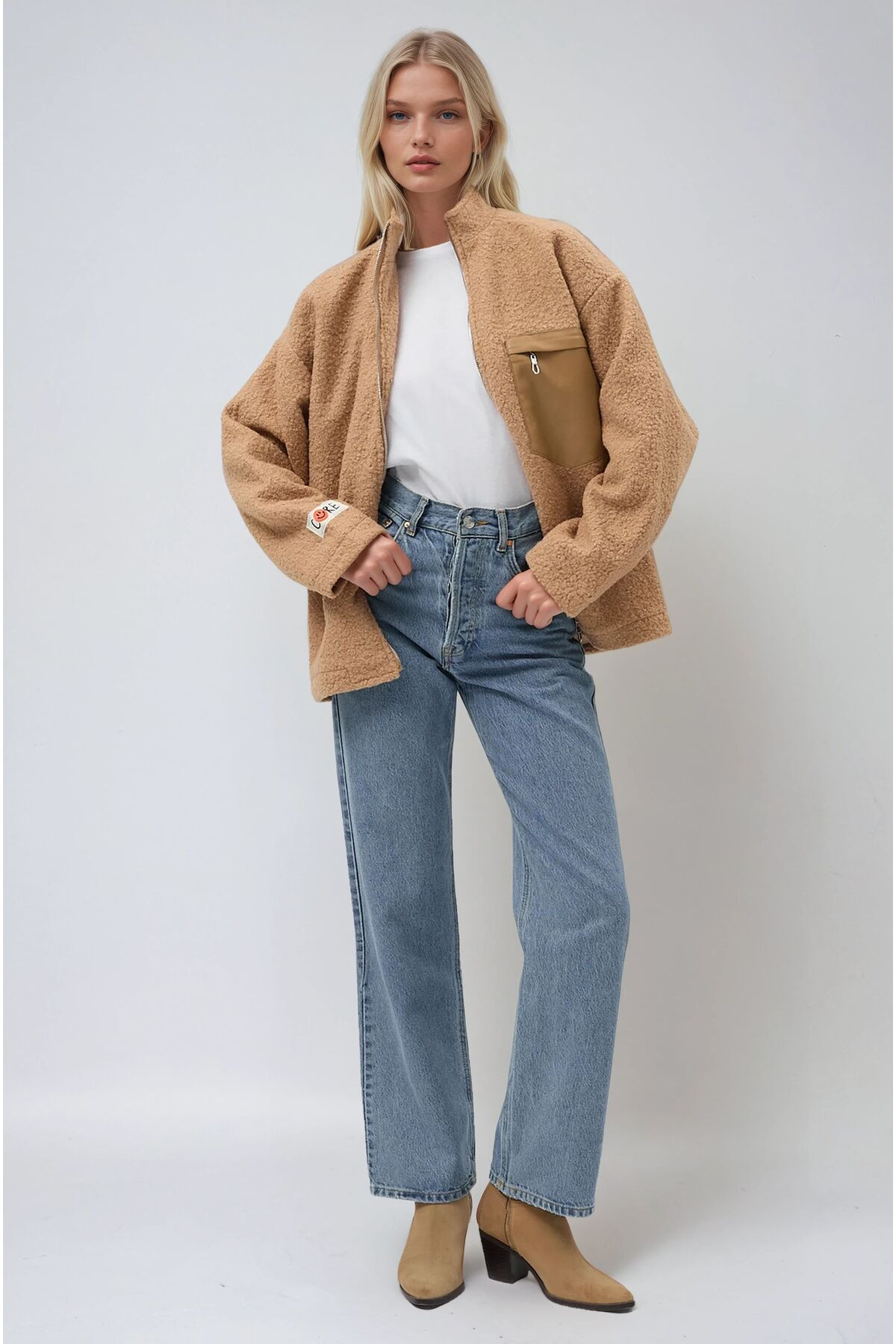 Lijuri Camel Katerina Suni Kürk Ceket 6110-08 R1-P-K4 görsel 3