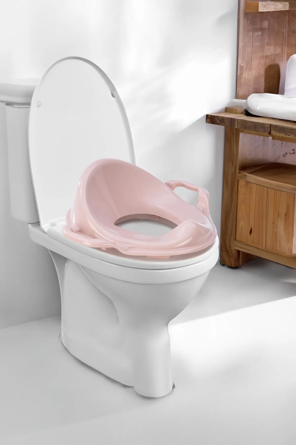 Meleni Baby Çocuklar Için Tuvalet Eğitim Seti- Kaydırmaz Katlı Basamak Ve Kulplu Klozet Adaptörü Pembe fotoğrafı 4 (önizleme)