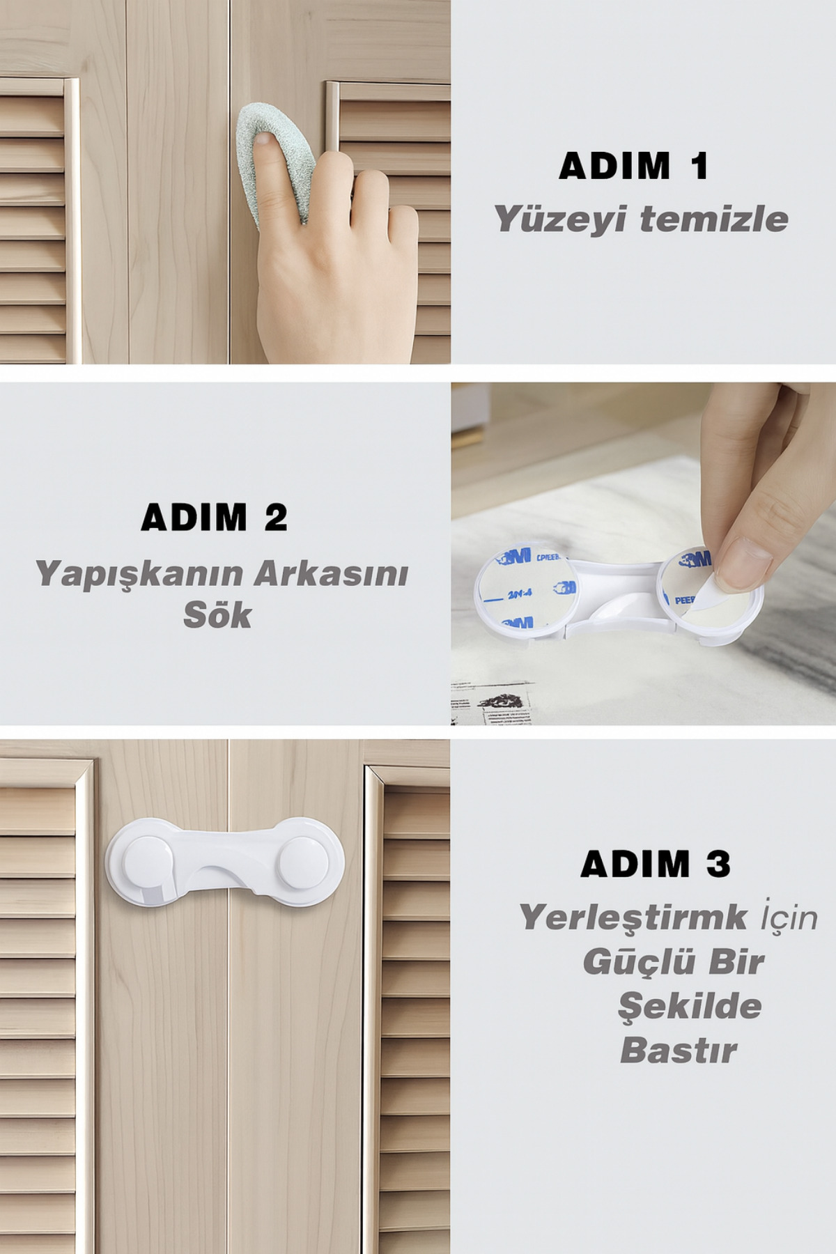 Wappa Baby 5 Adet Kapak Güvenlik Kilidi, Dolap Kilidi, Çekmece Kilidi, Beyaz Eşya Kilidi Çok Amaçlı fotoğrafı 2 (önizleme)