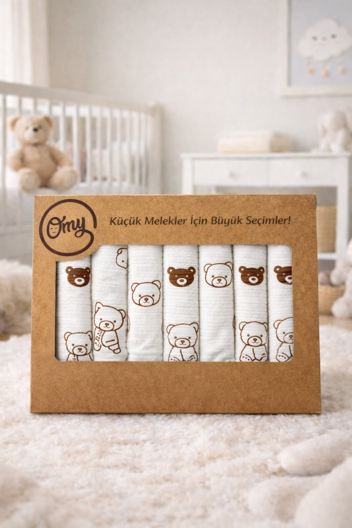 OMY 7'Lİ BEBEK AĞIZ SİLME MENDİLİ KUTULU HEDİYELİK DESENLİ